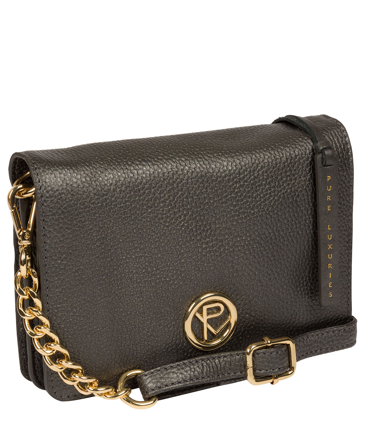 'Esmee' Metallic Dark Silver Leather Cross Body Bag image 5