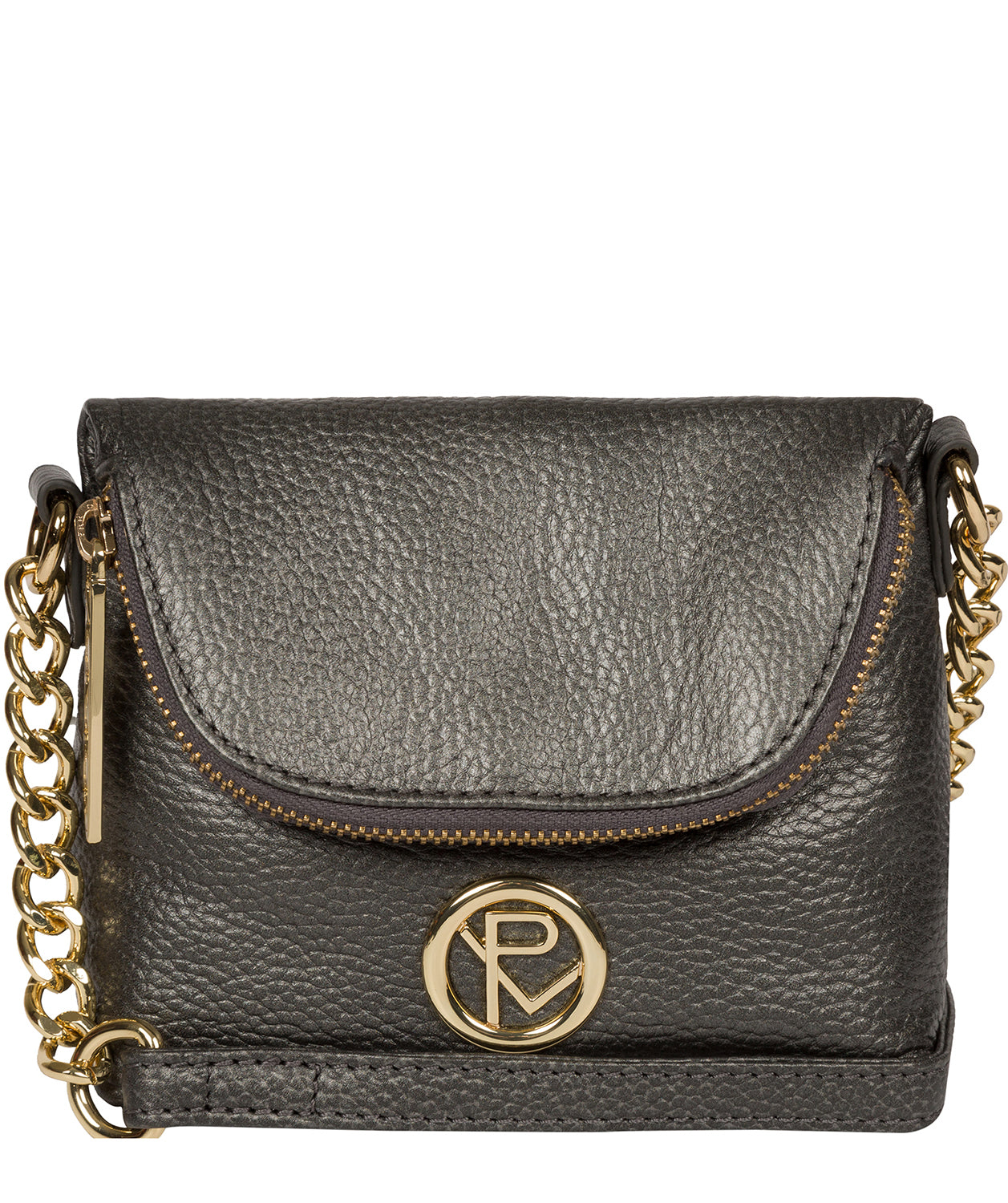 'Giselle' Metallic Dark Silver Leather Cross Body Bag image 1