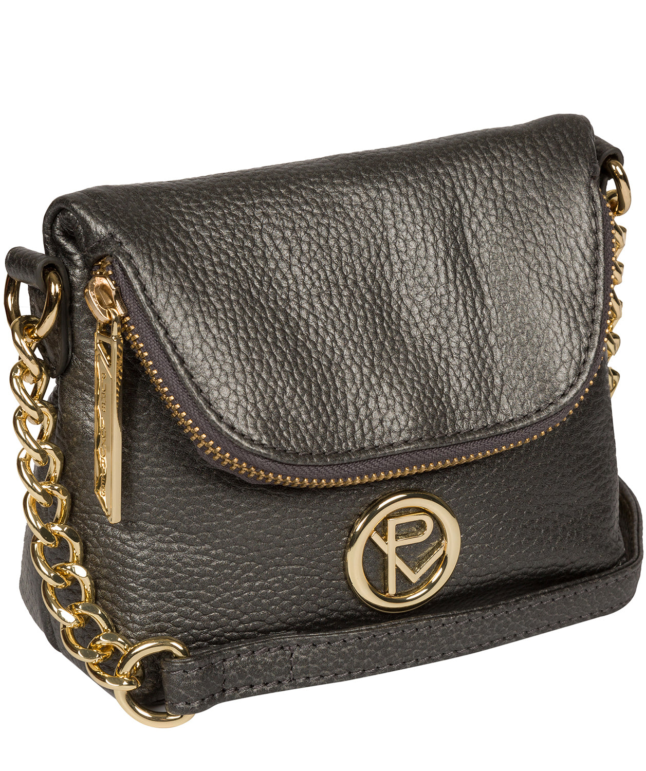 'Giselle' Metallic Dark Silver Leather Cross Body Bag image 5