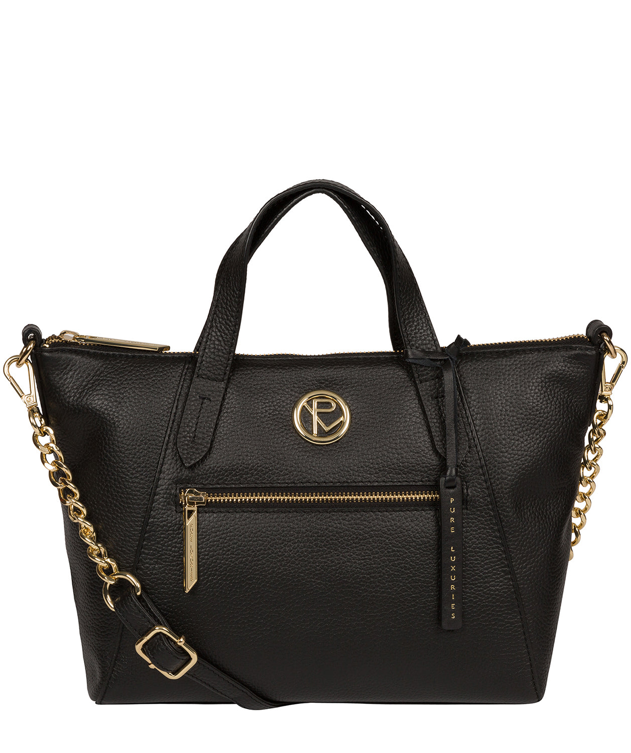 Black Leather Handbag 'Claudette' by Pure Luxuries – Pure Luxuries London