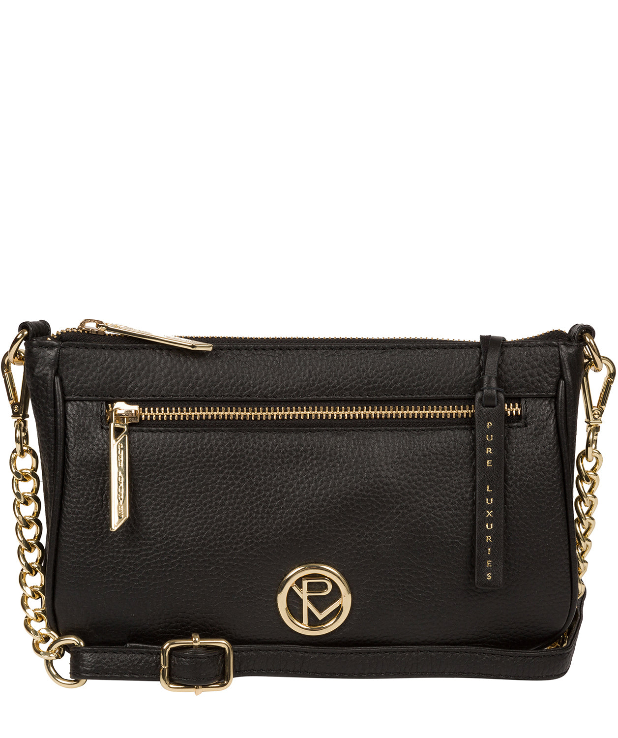 'Yvette' Black Leather Cross Body Bag image 1