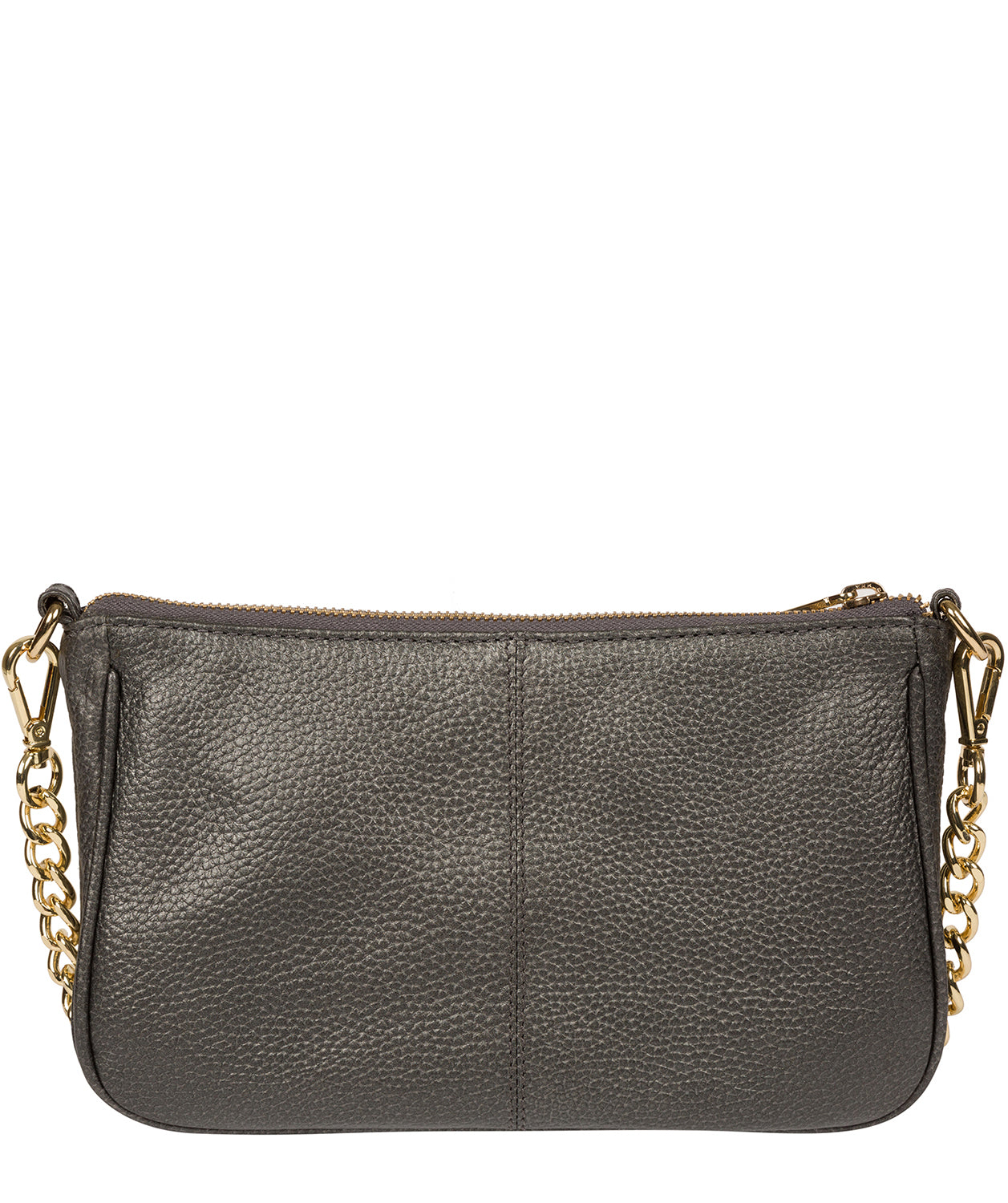 'Yvette' Metallic Dark Silver Leather Cross Body Bag image 3