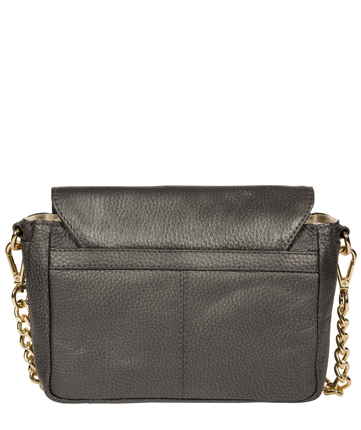 'Paulette' Metallic Dark Silver Leather Cross Body Bag image 3