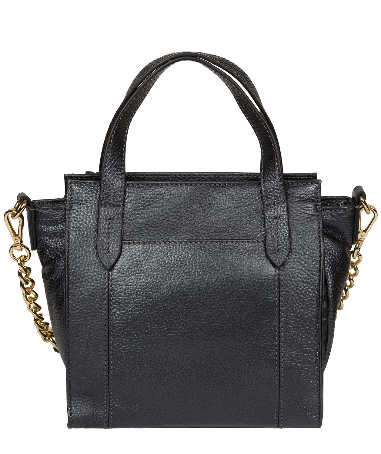 'Lynette' Metallic Blue Steel Leather Handbag image 3