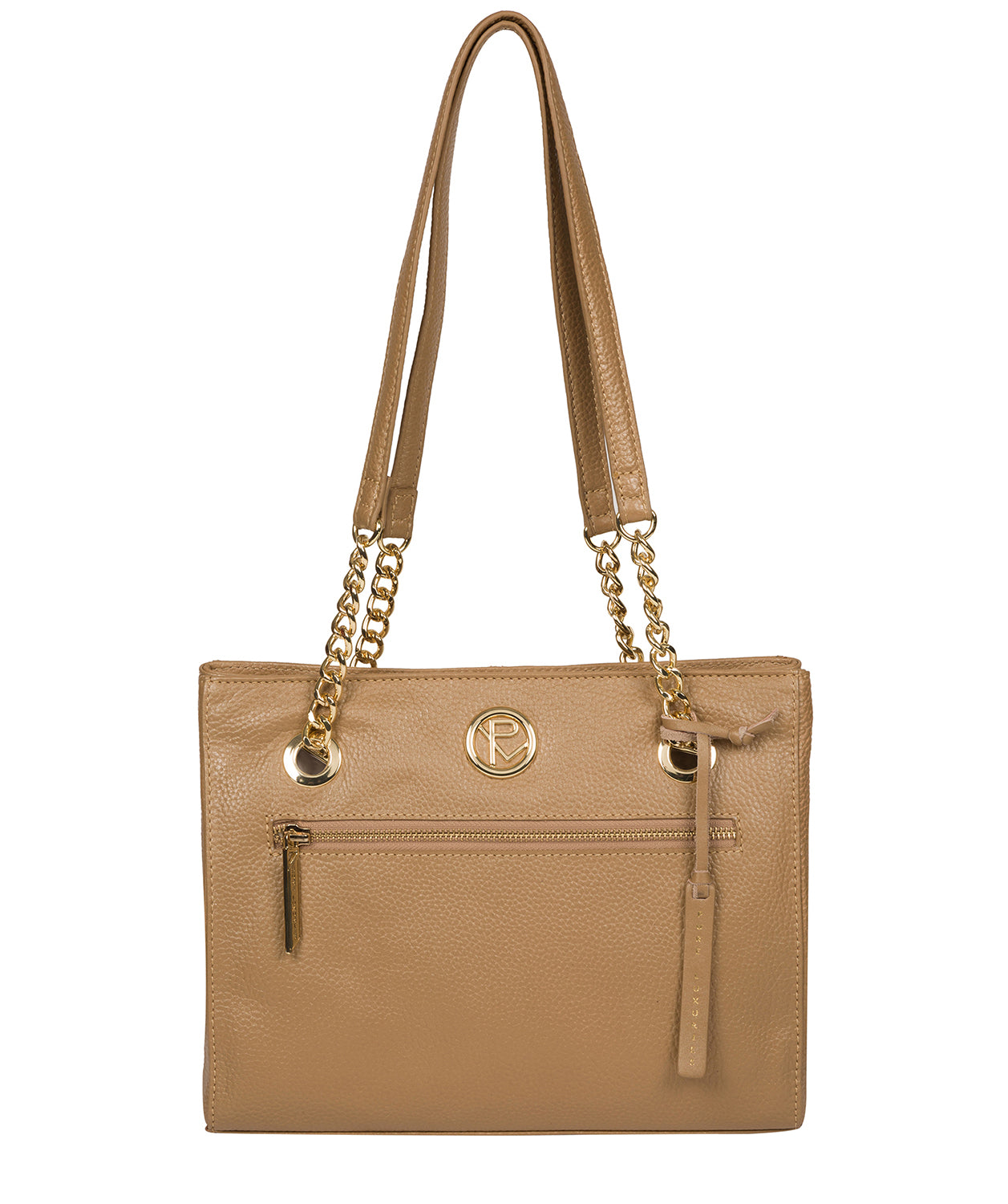 'Nannette' Metallic Champagne Leather Shoulder Bag Pure Luxuries London