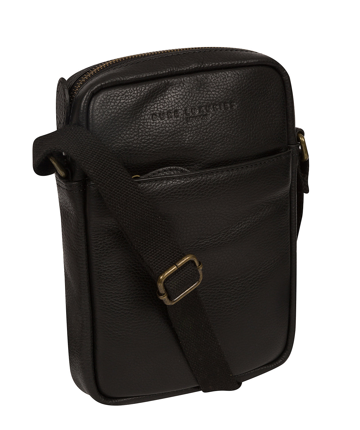 'Crew' Black Leather Cross Body Bag