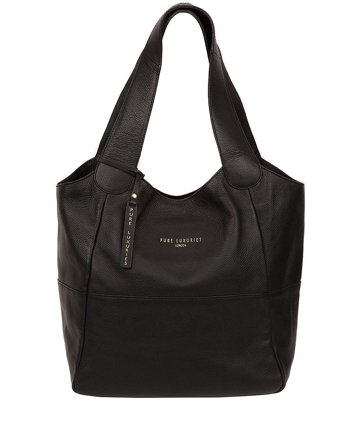 'Langdon' Black Leather Tote Bag