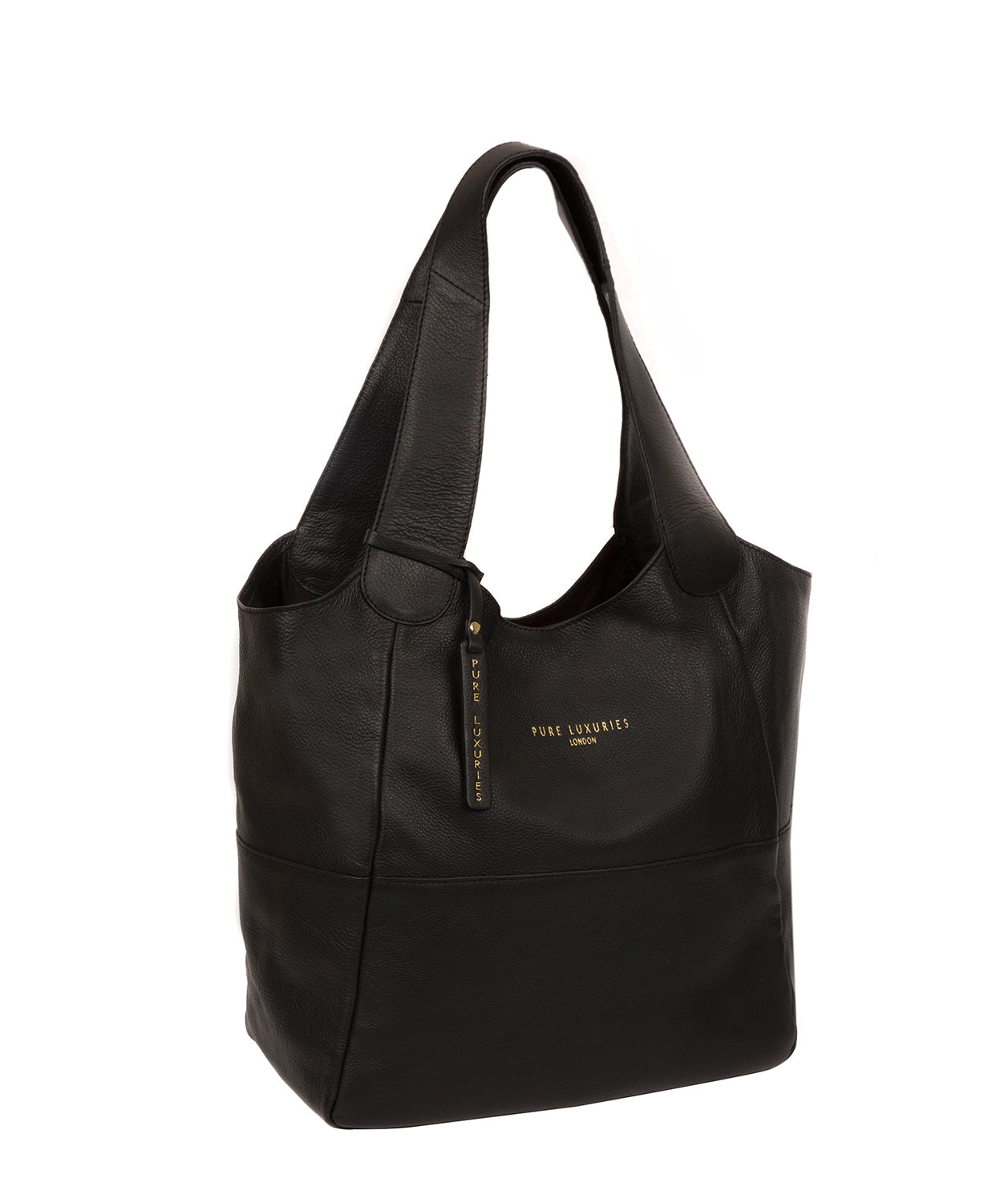 'Langdon' Black Leather Tote Bag