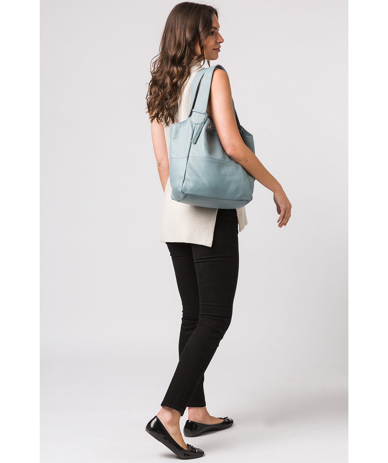 'Langdon' Cashmere Blue Leather Tote Bag