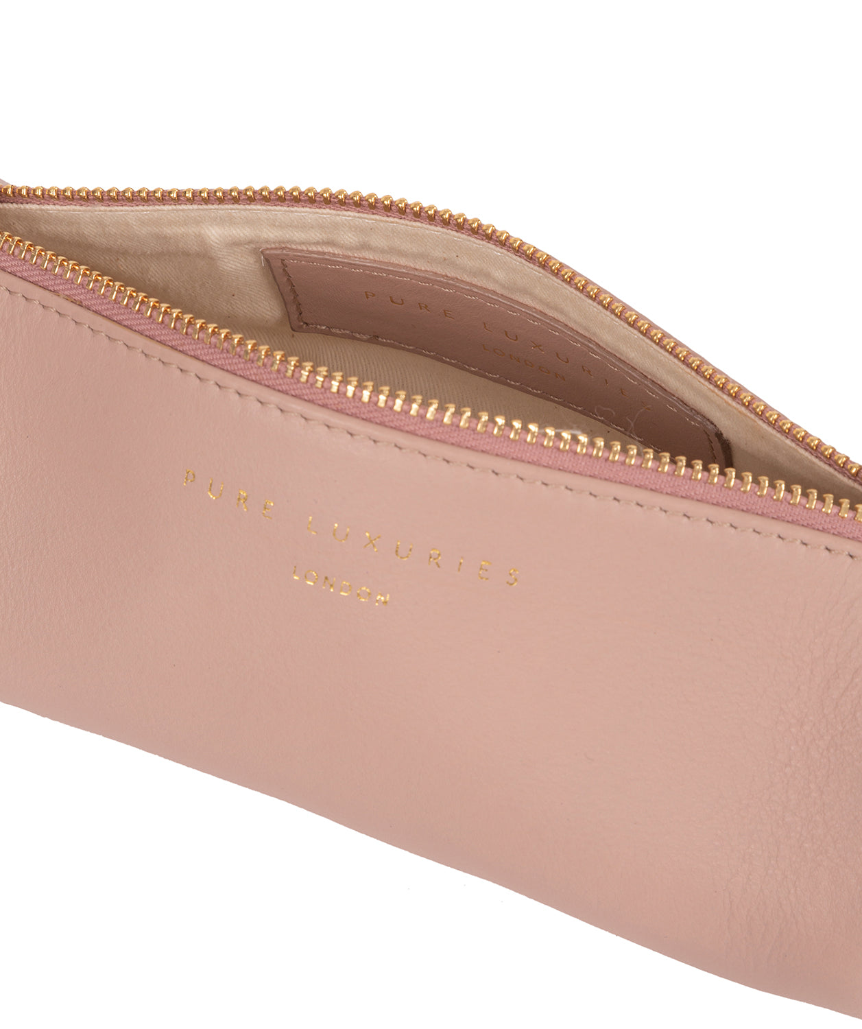 'Stockwell' Blush Pink Leather Make-Up Brush Pouch