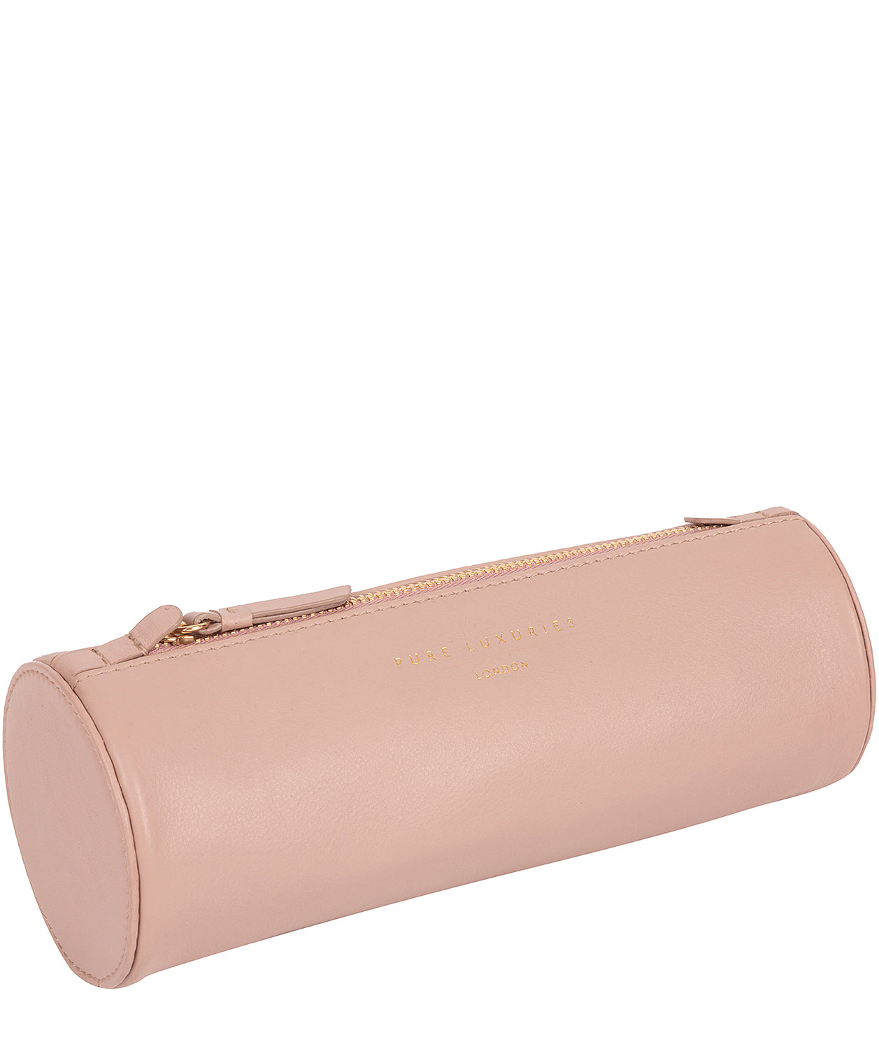 'Stockwell' Blush Pink Leather Make-Up Brush Pouch