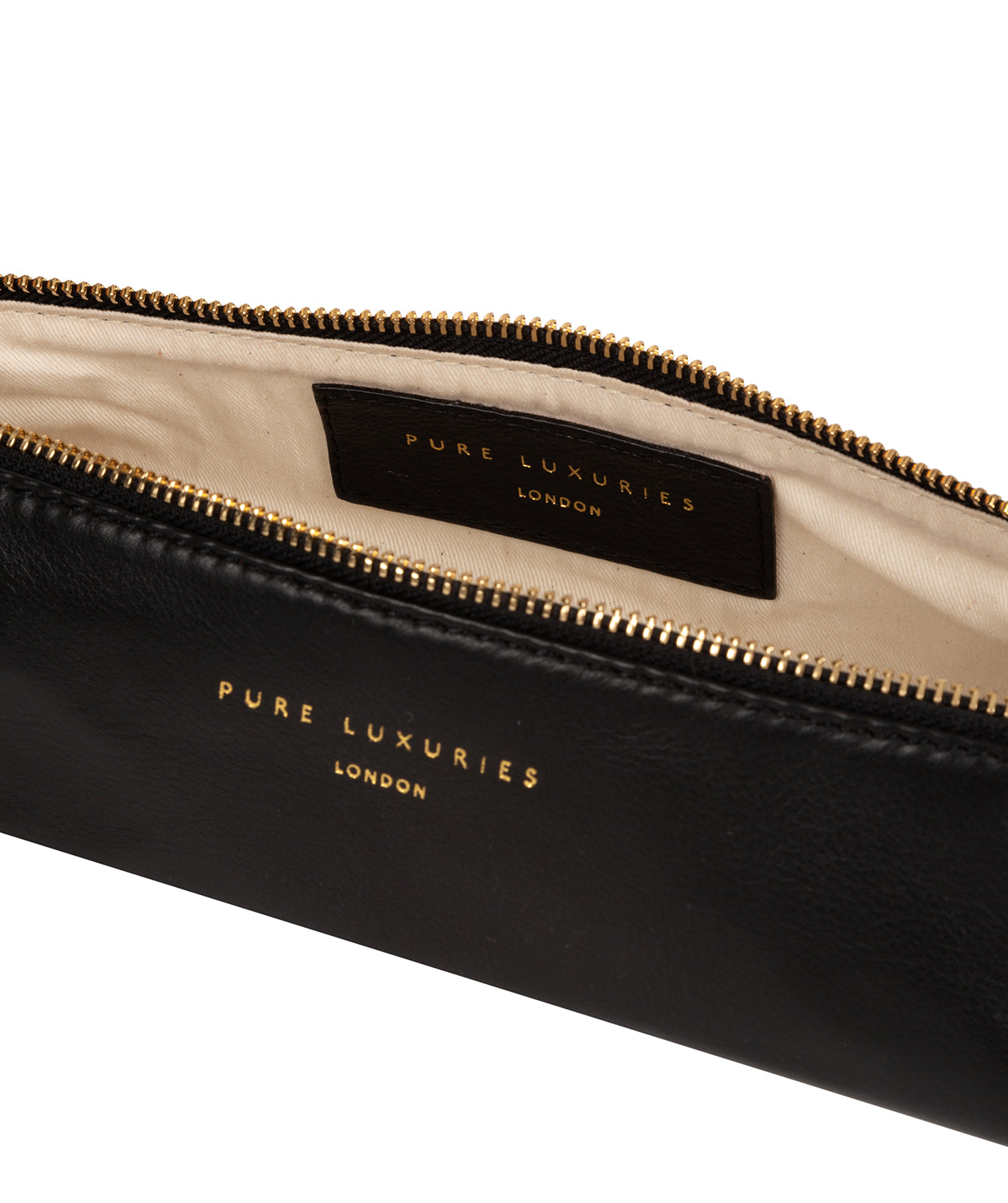 'Reeves' Black Leather Make-Up Brush Bag