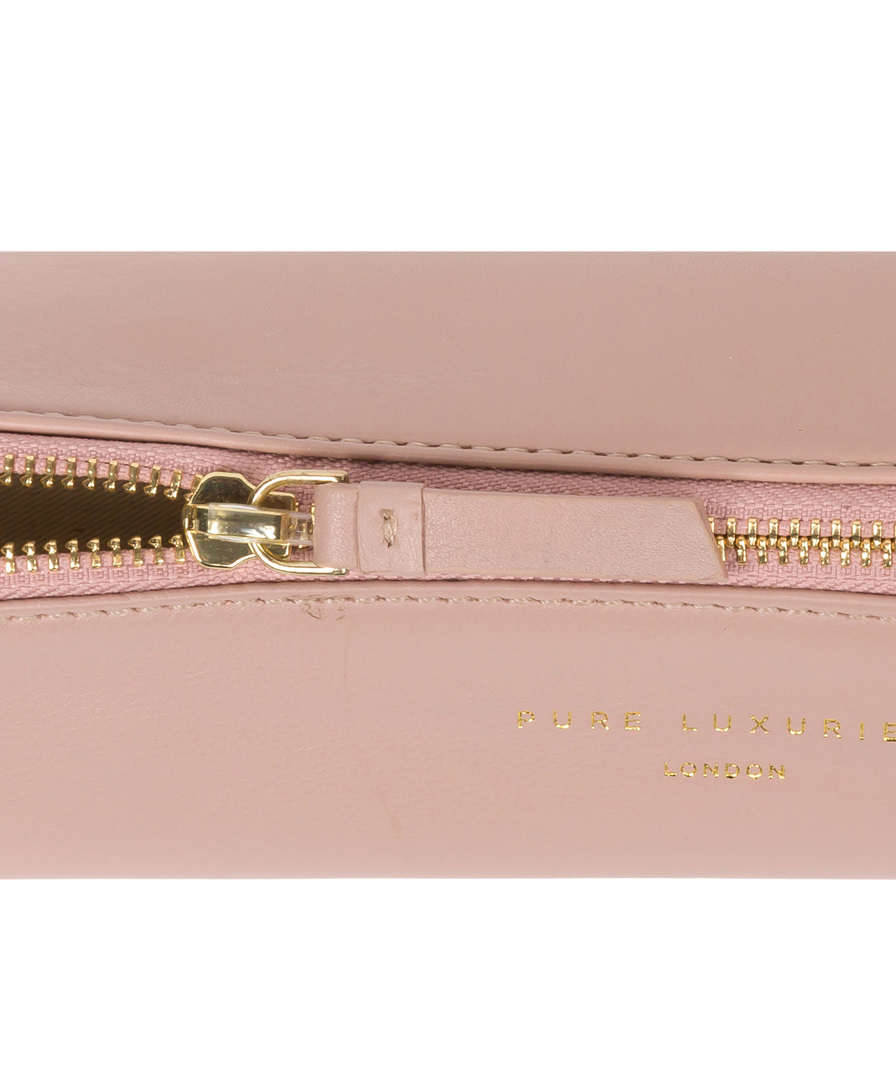 'Reeves' Blush Pink Leather Make-Up Brush Bag