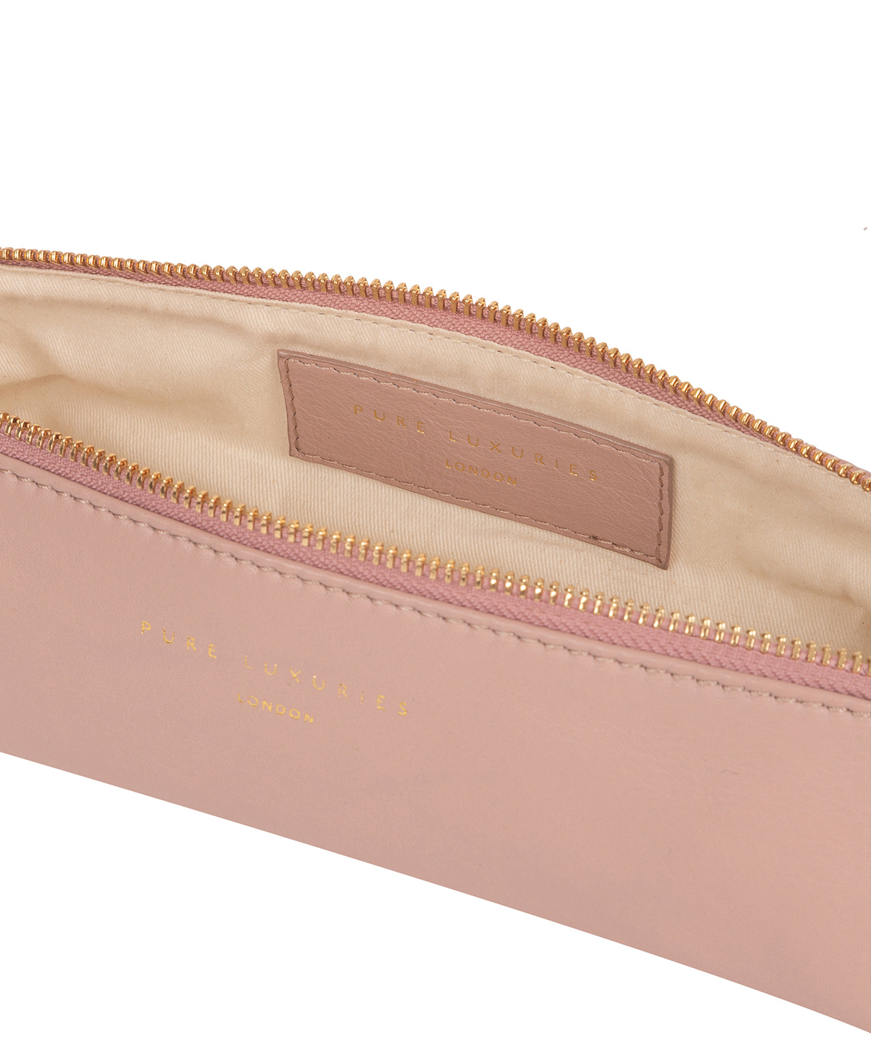 'Reeves' Blush Pink Leather Make-Up Brush Bag