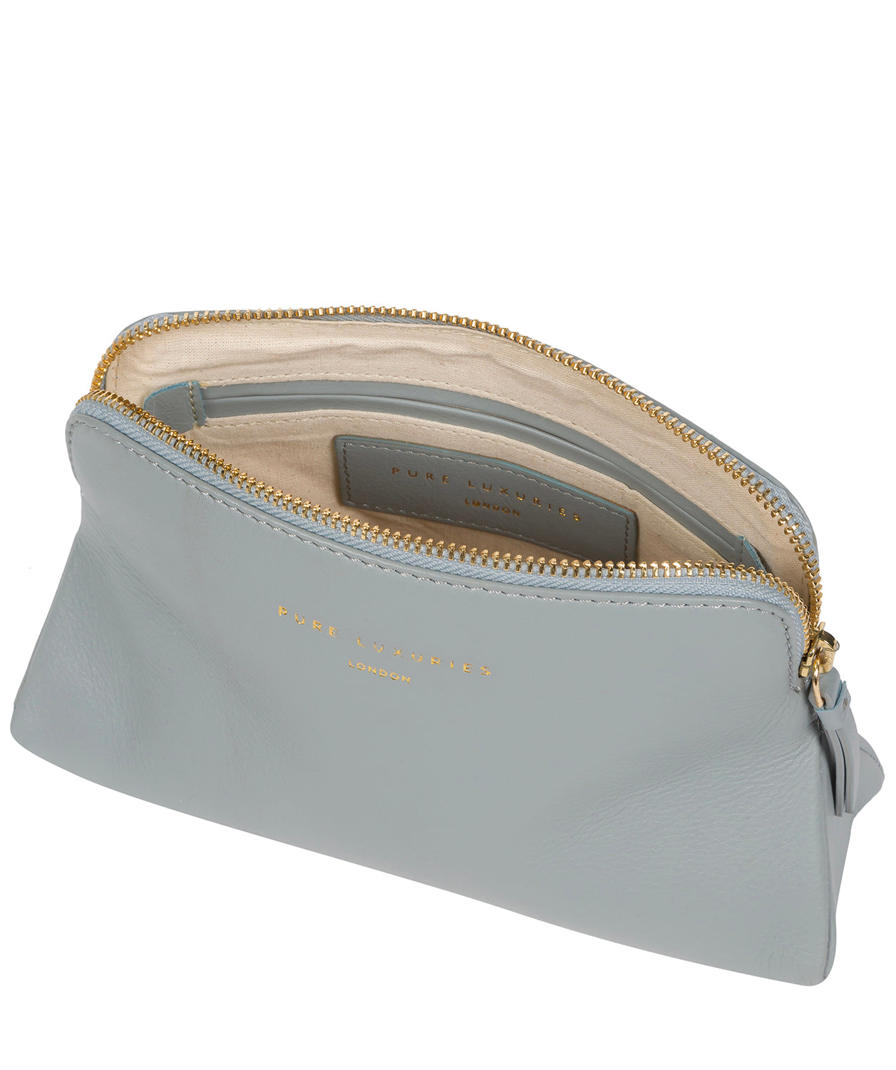 'Plaistow' Cashmere Blue Leather Make-Up Bag