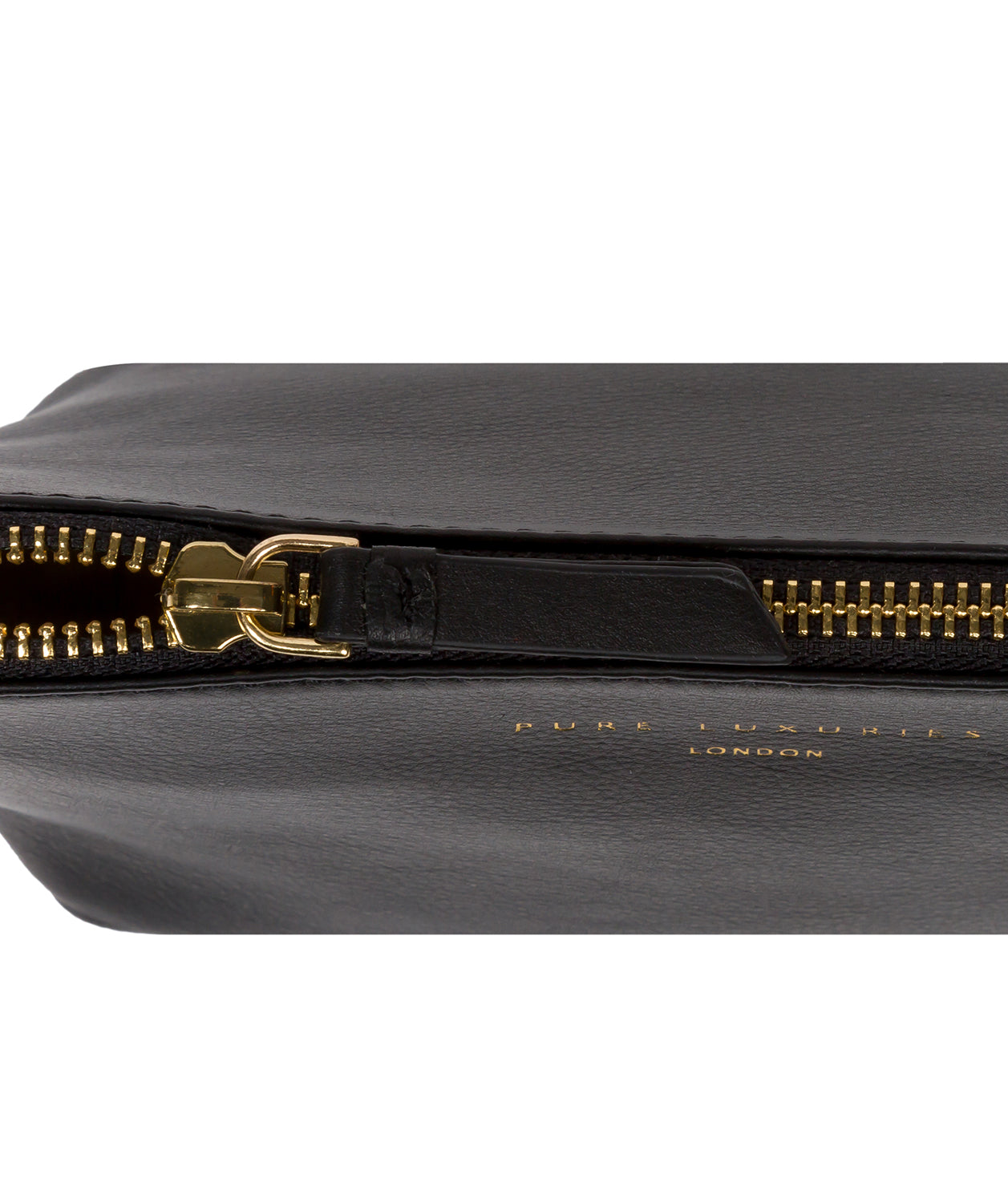 'Theydon' Black Leather Make-Up Bag