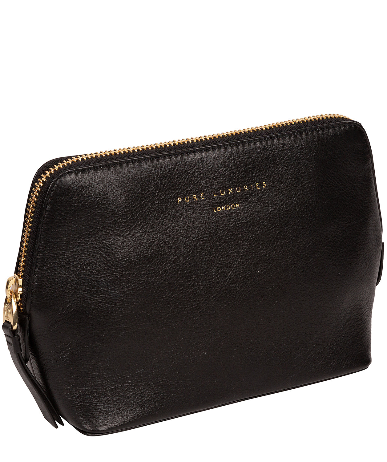 'Theydon' Black Leather Make-Up Bag