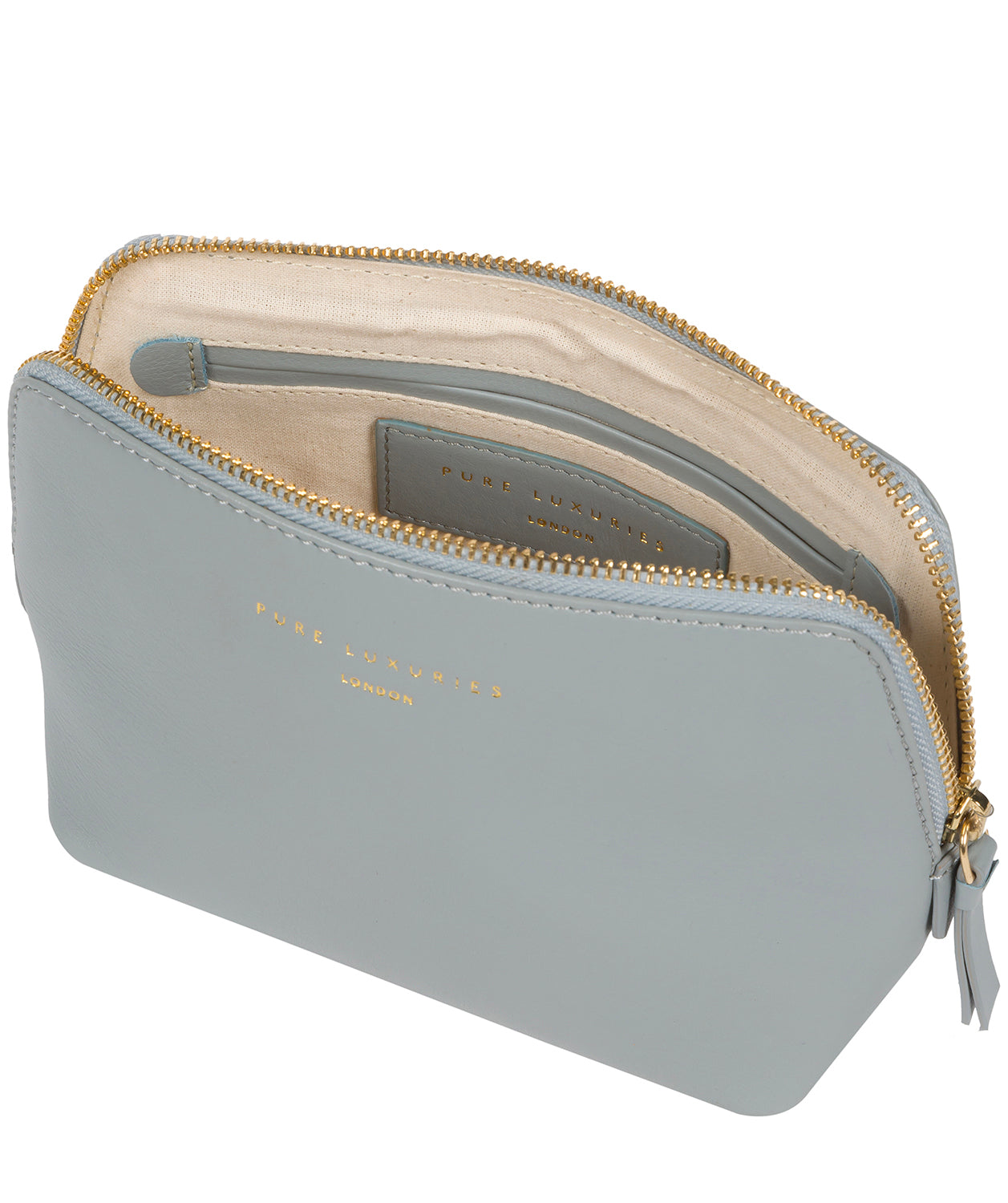 'Theydon' Cashmere Blue Leather Make-Up Bag