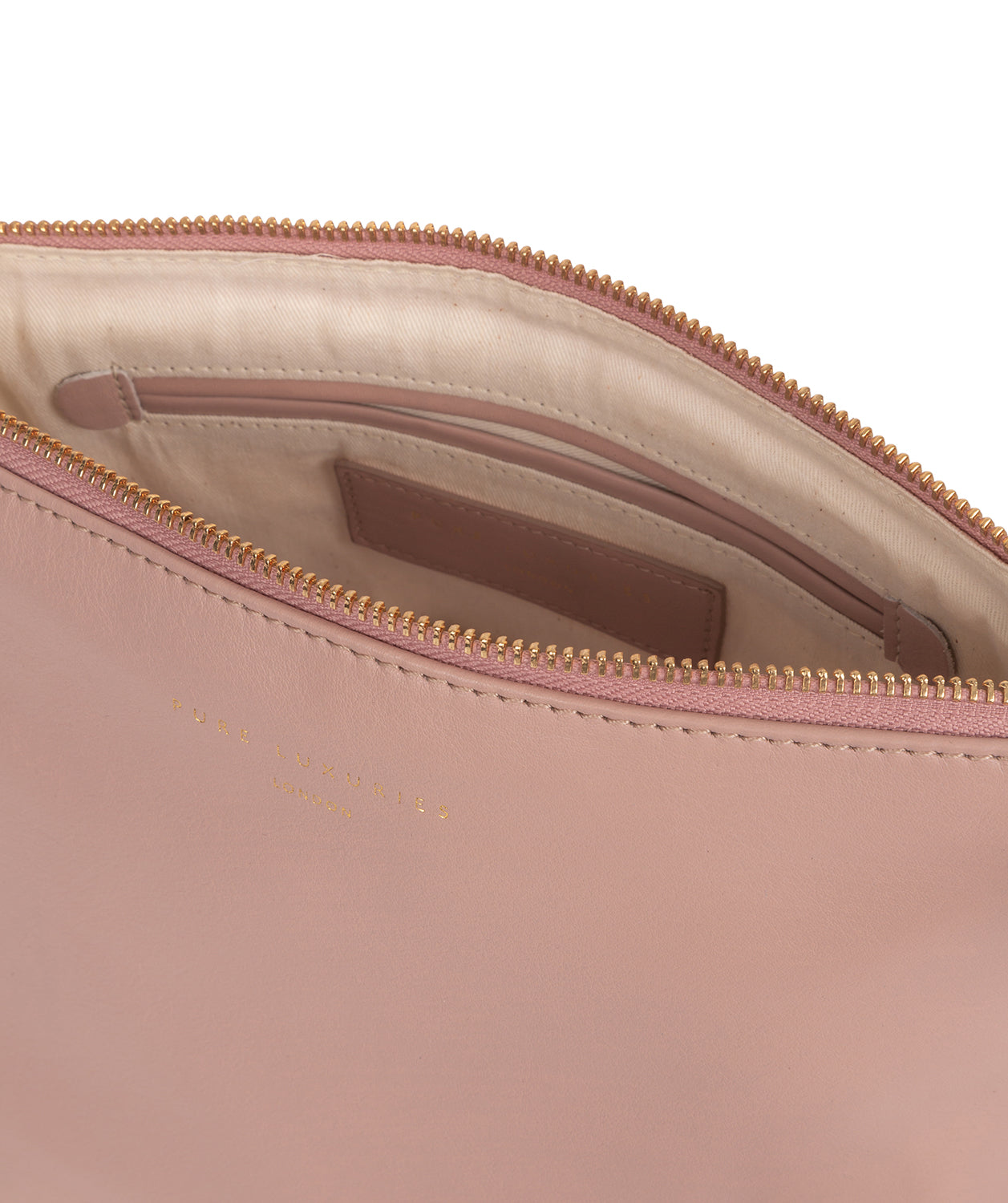 'Ealing' Blush Pink Leather Make-Up Bag