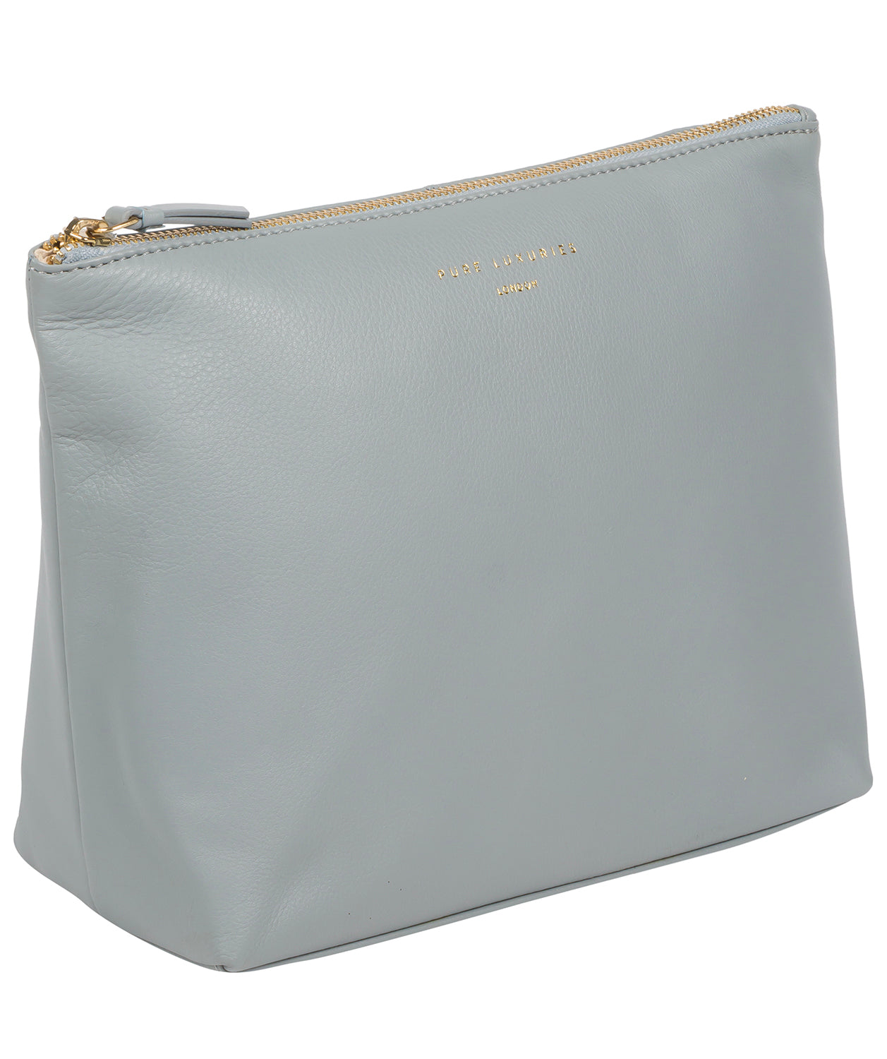 'Ealing' Cashmere Blue Leather Make-Up Bag