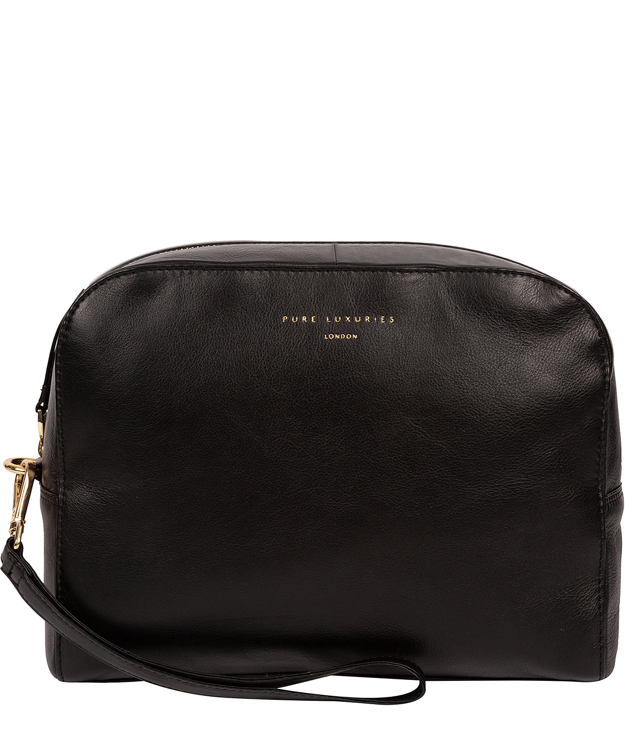 'Brompton' Black Leather Make-Up Bag