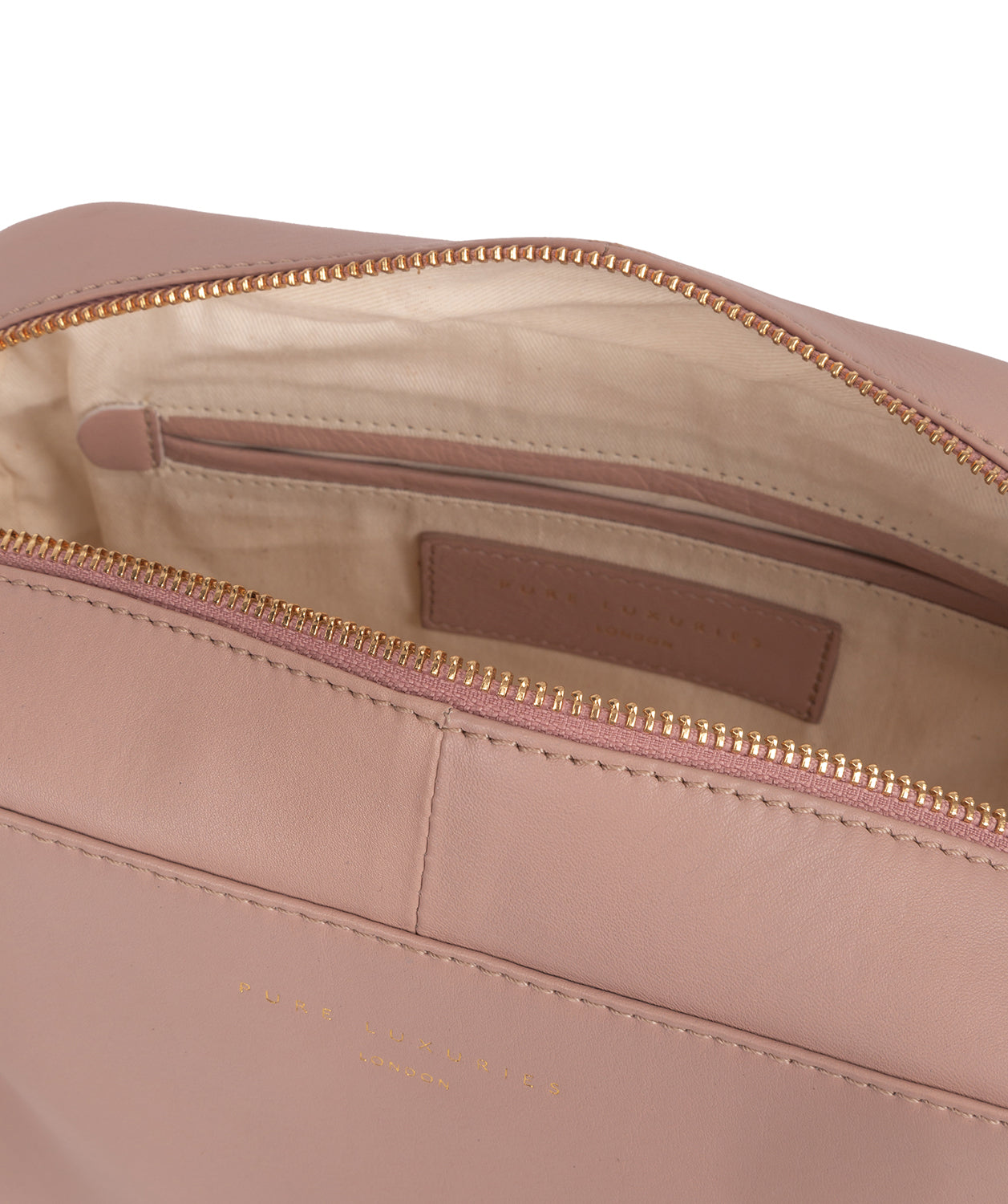 'Brompton' Blush Pink Leather Make-Up Bag