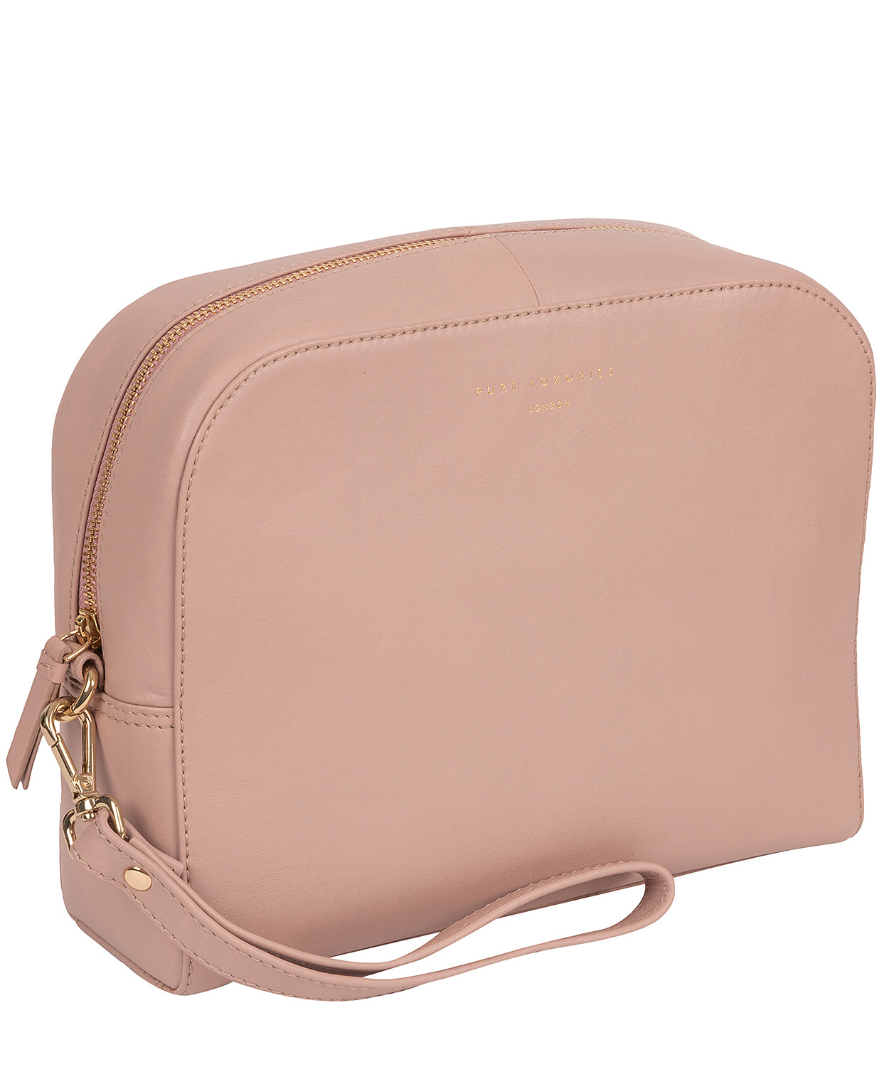 'Brompton' Blush Pink Leather Make-Up Bag