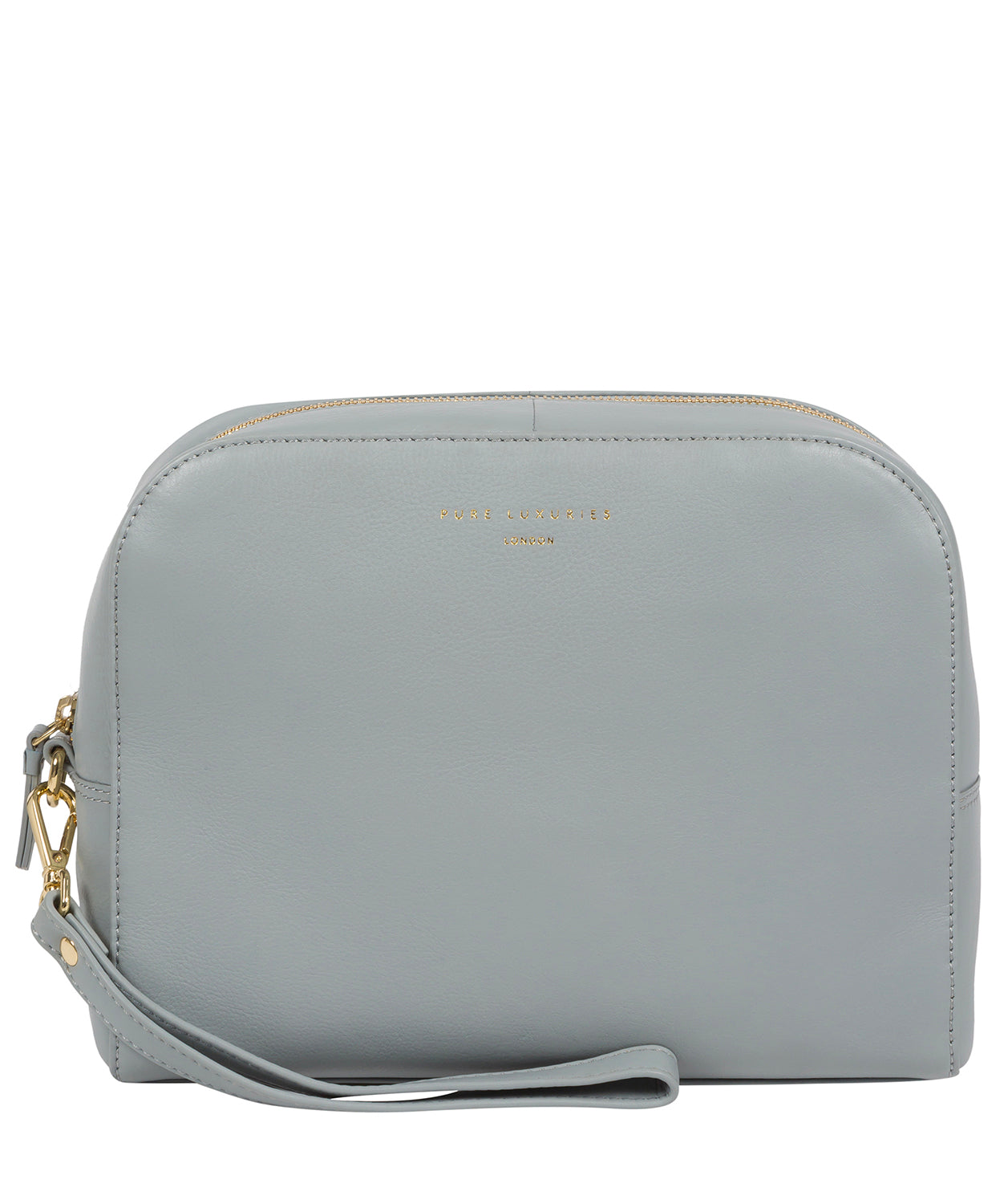 'Brompton' Cashmere Blue Leather Make-Up Bag