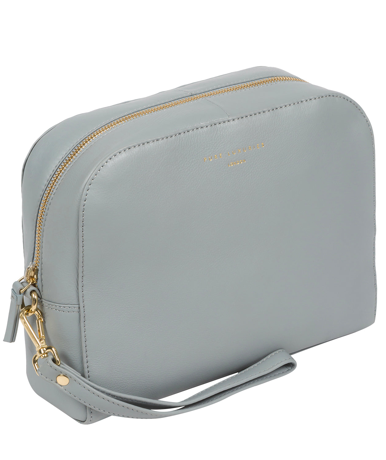 'Brompton' Cashmere Blue Leather Make-Up Bag