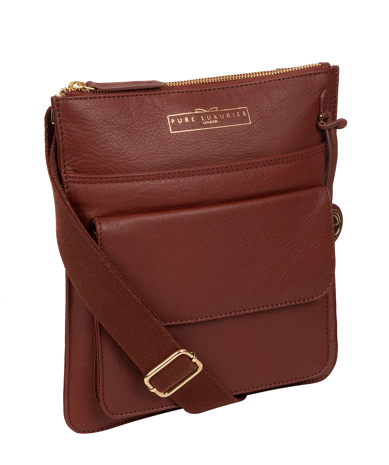 'Langley' Chestnut Leather Cross Body Bag