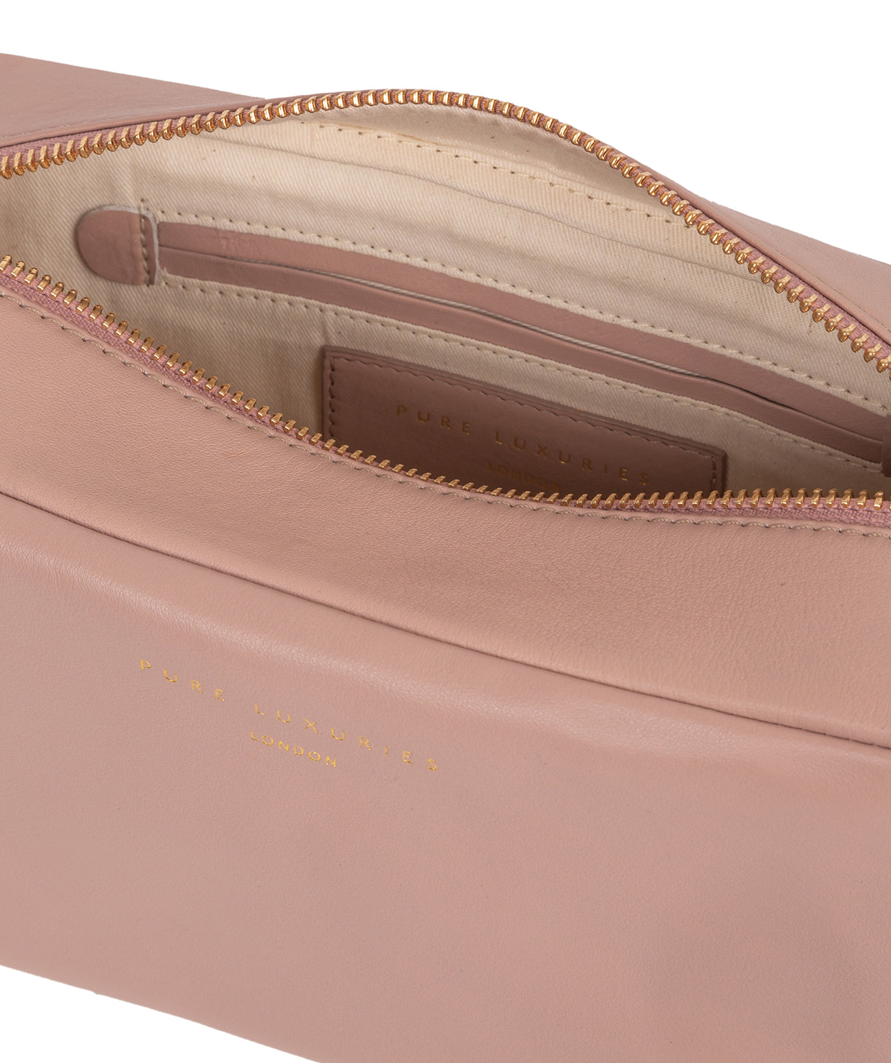 'Highgate' Blush Pink Leather Make-Up Bag