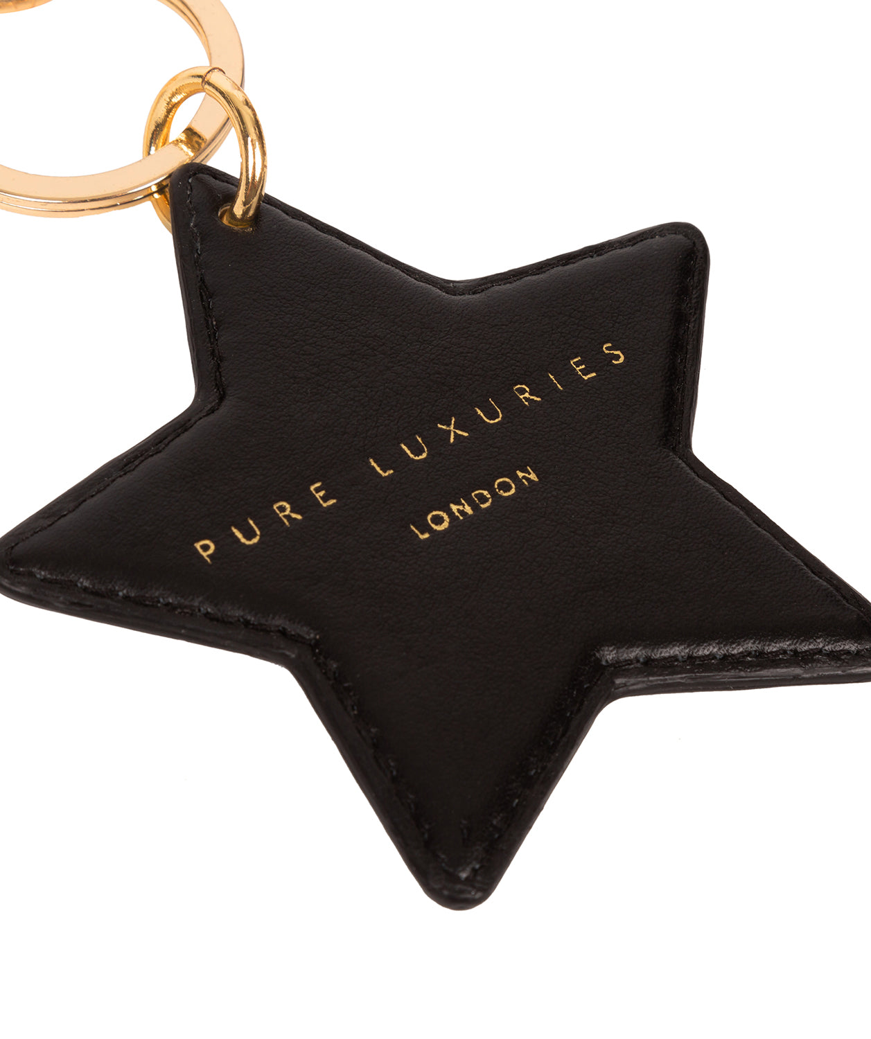 'Drayton' Black Leather Star Keyring