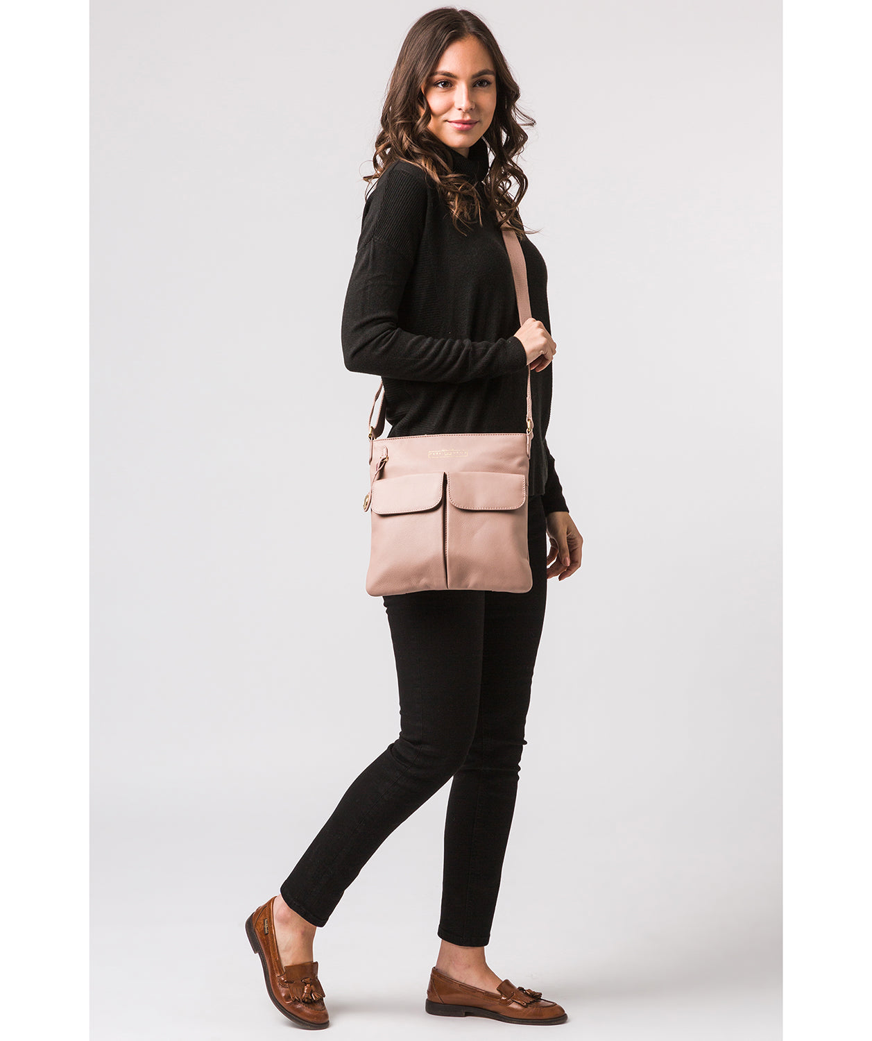 'Soames' Blush Pink Leather Cross Body Bag