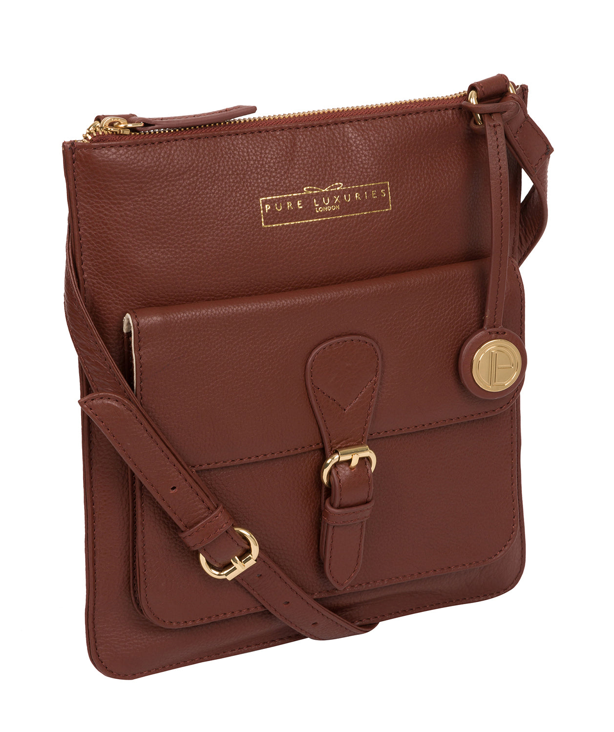 'Kenley' Chestnut Leather Cross Body Bag