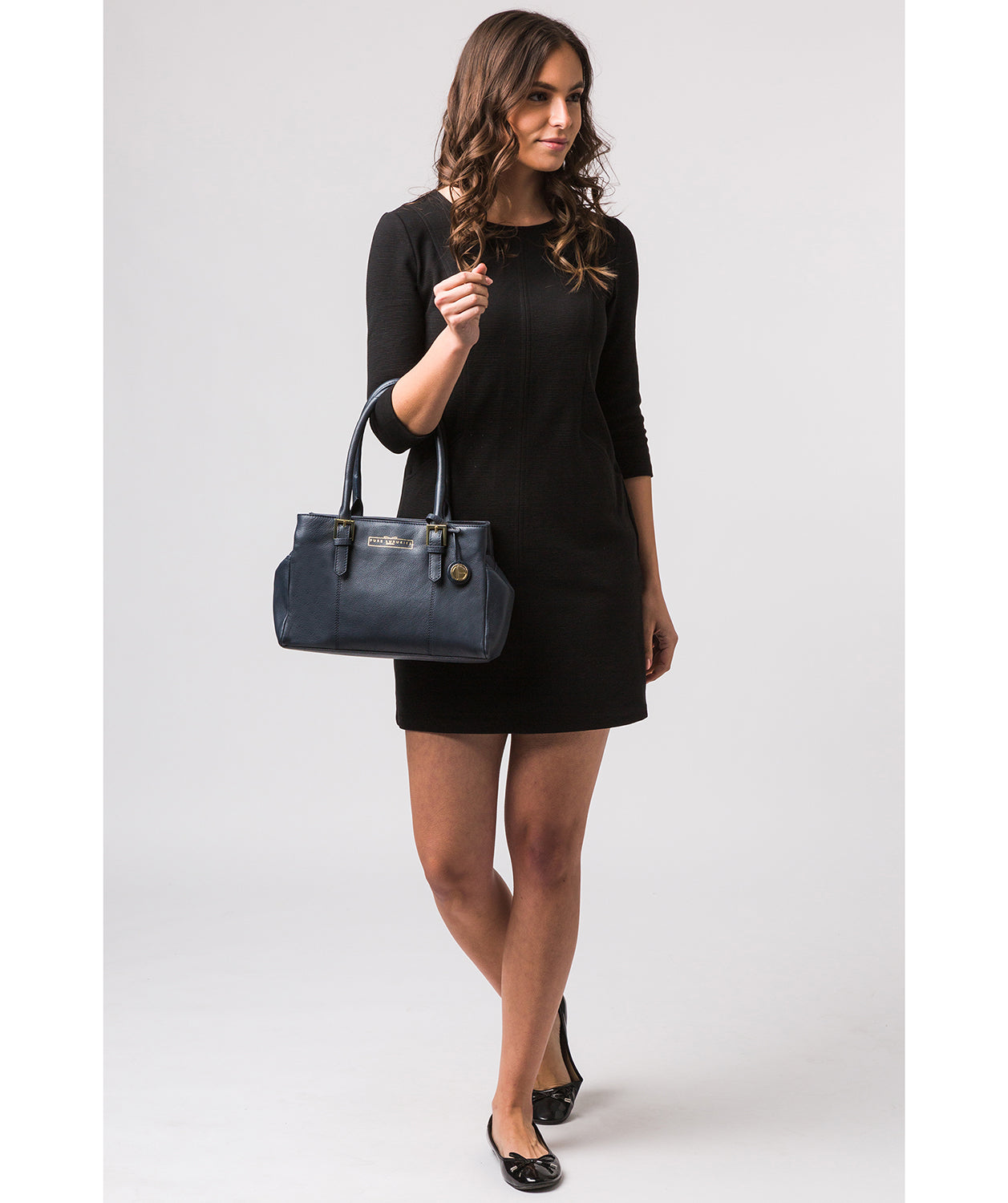 'Astley' Navy Leather Handbag