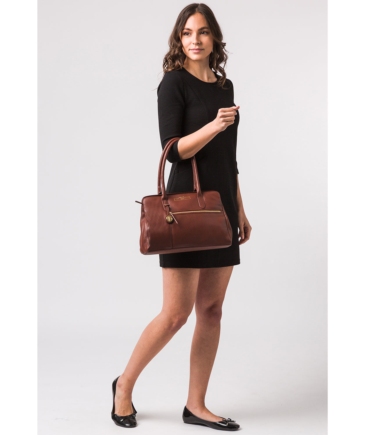 'Darby' Chestnut Leather Handbag