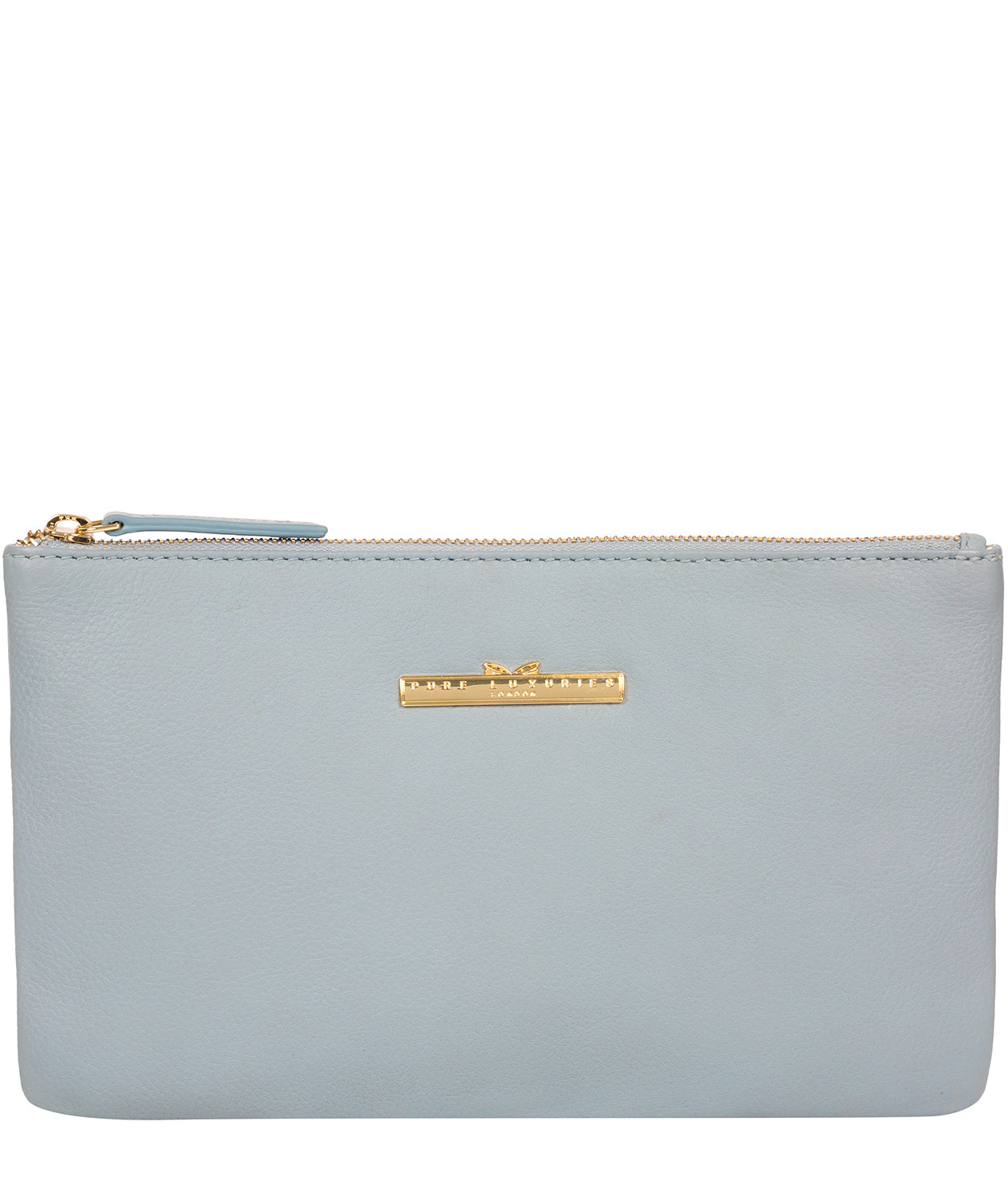 'Arlesey' Cashmere Blue Leather Clutch Bag