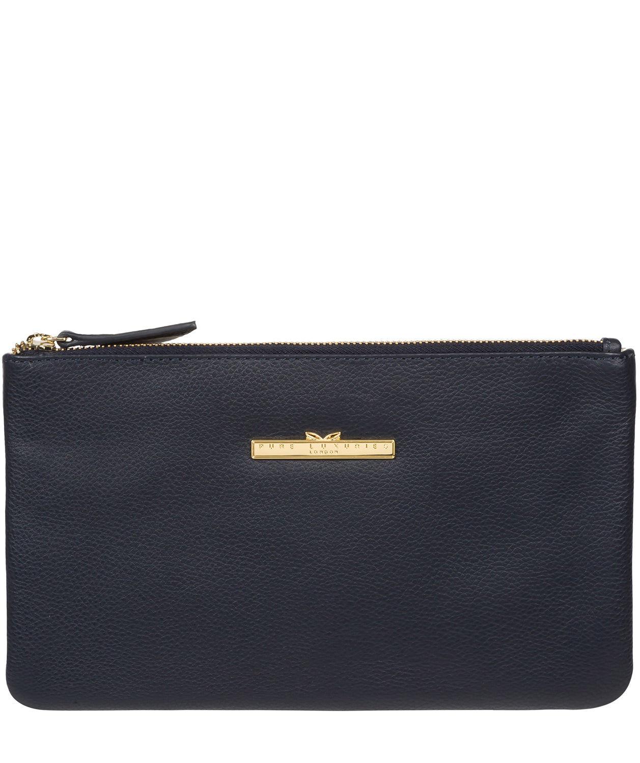 'Arlesey' Navy Leather Clutch Bag