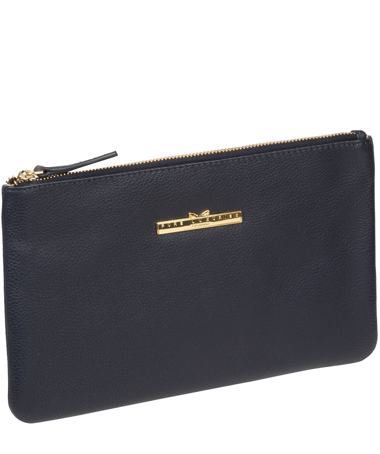 'Arlesey' Navy Leather Clutch Bag