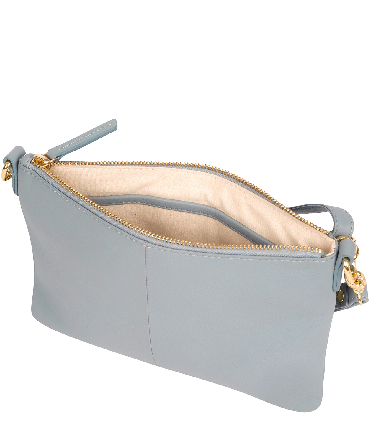 'Lytham' Cashmere Blue Leather Cross Body Clutch Bag