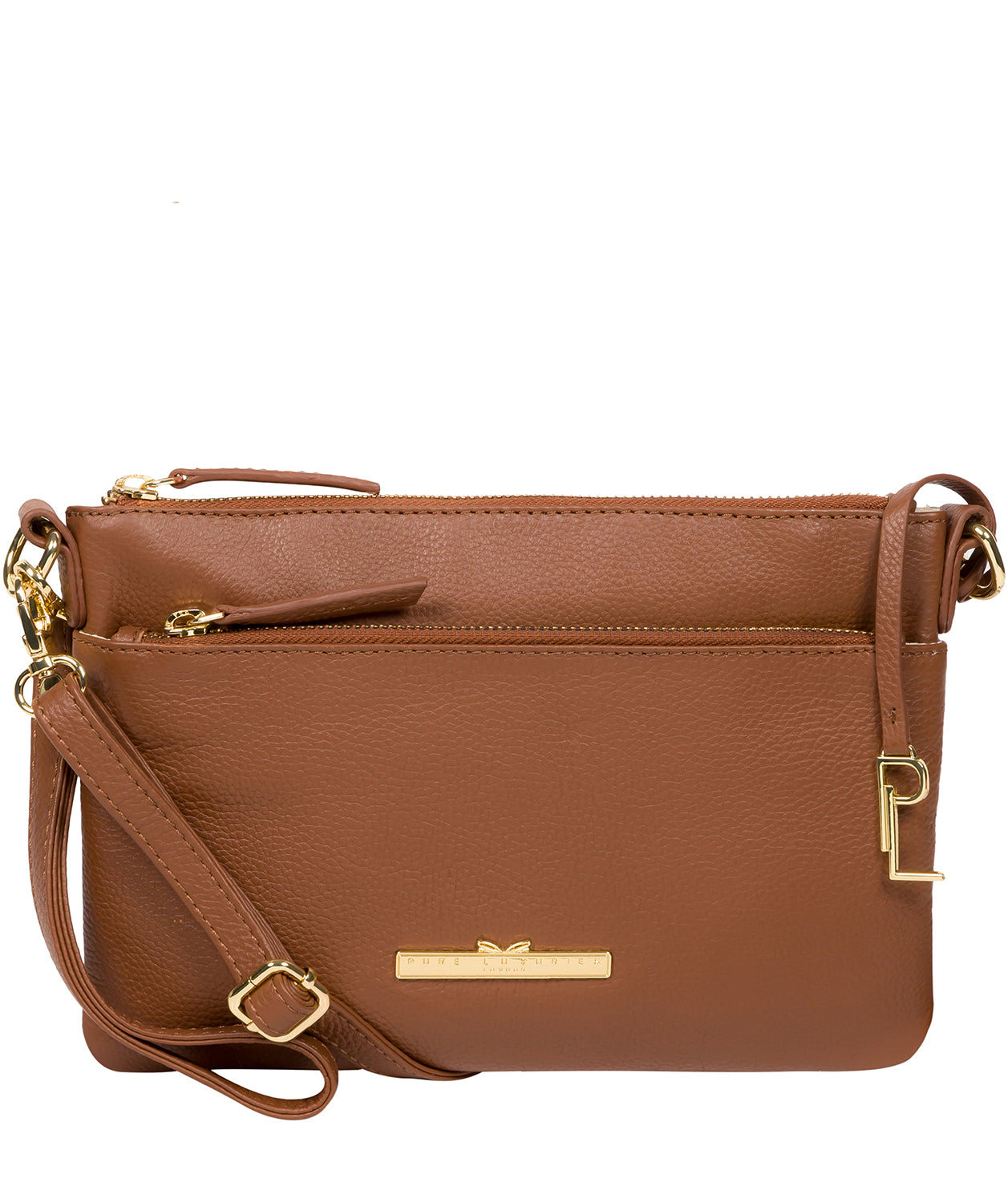 'Lytham' Tan Leather Cross Body Clutch Bag