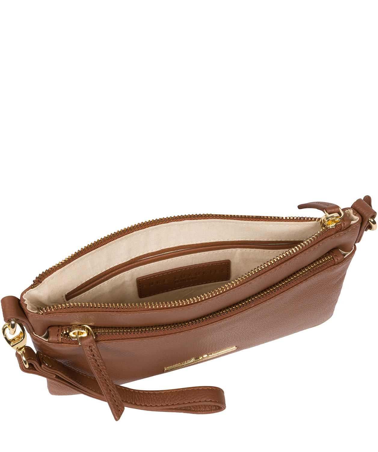 'Lytham' Tan Leather Cross Body Clutch Bag