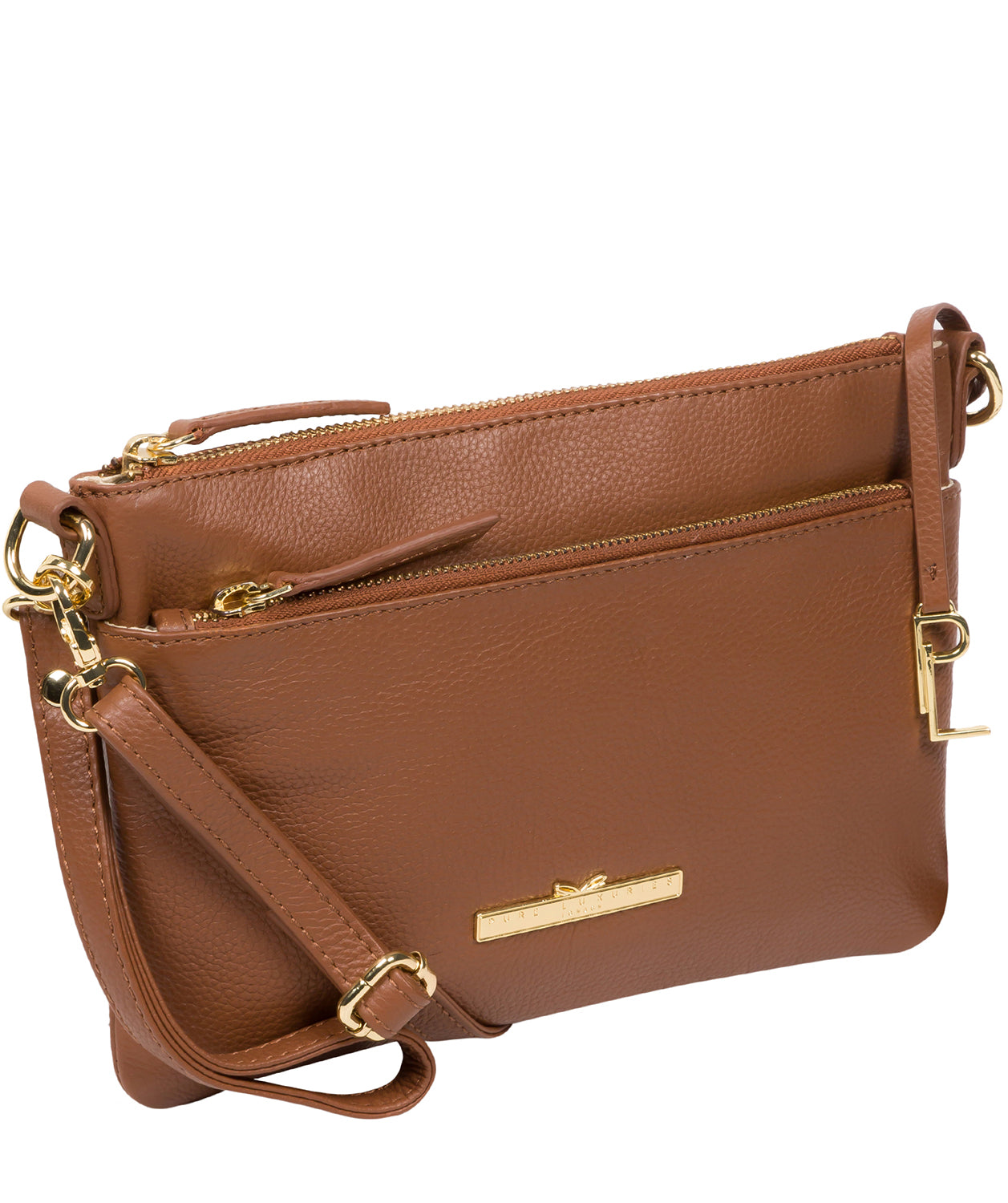 'Lytham' Tan Leather Cross Body Clutch Bag