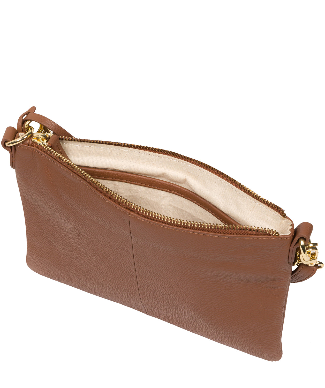 'Lytham' Tan Leather Cross Body Clutch Bag