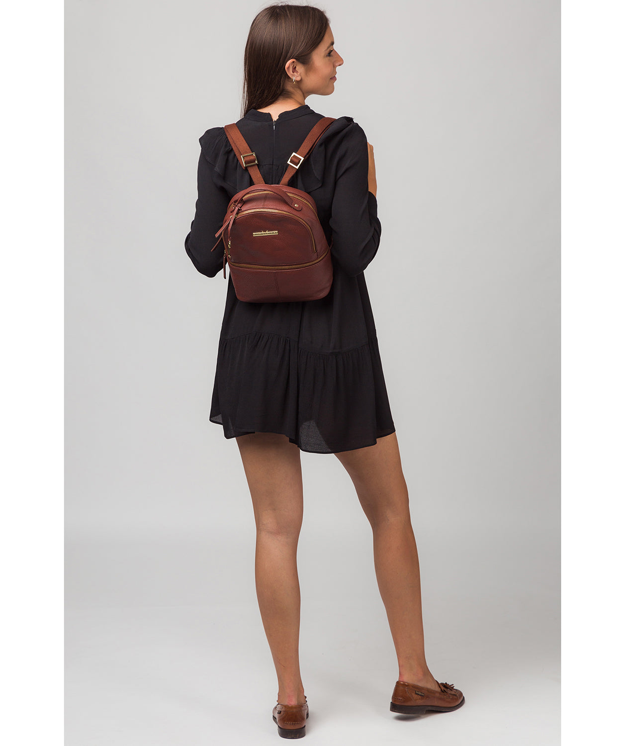 'Hayes' Chestnut Leather Backpack