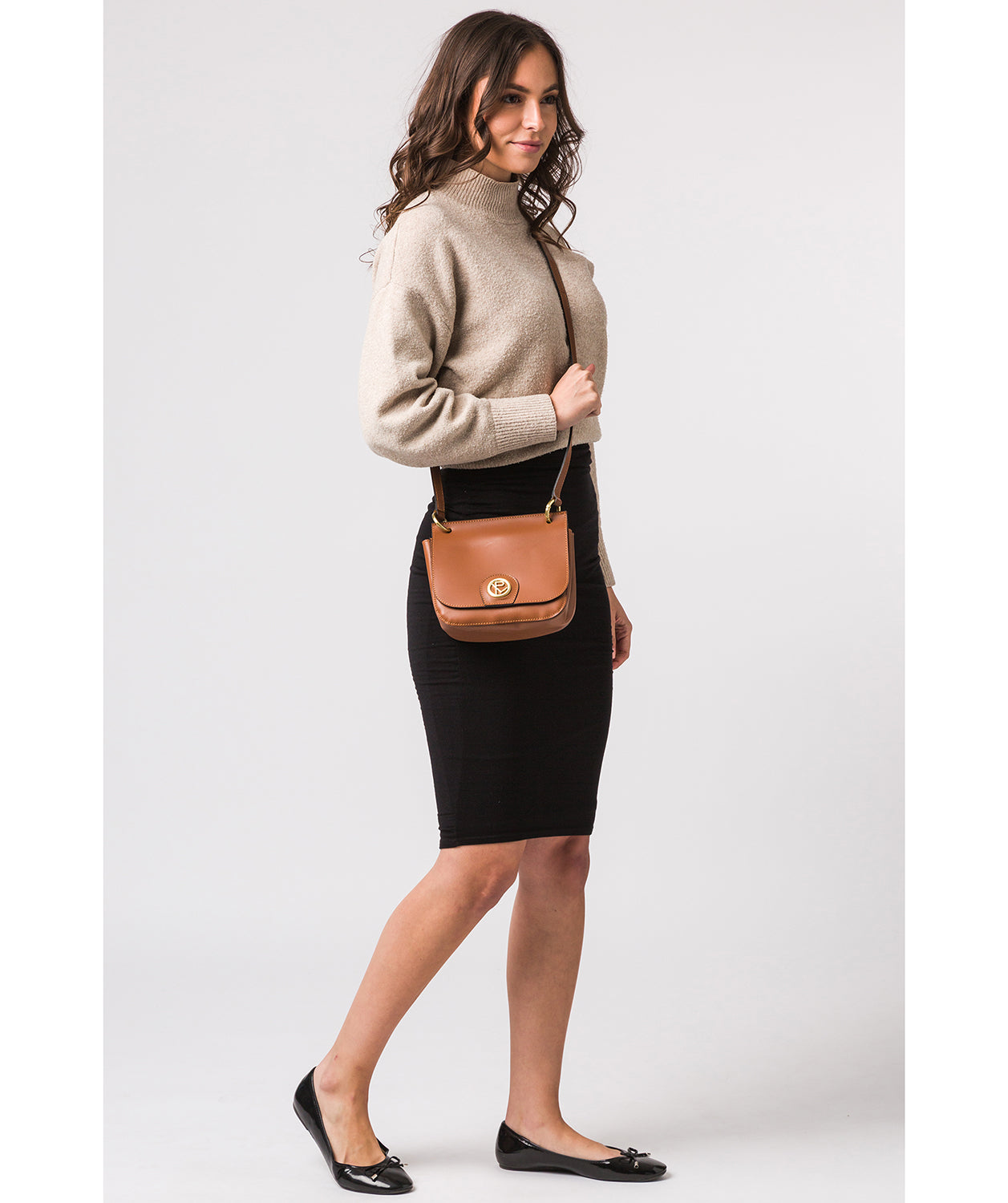 'Ennerdale' Tan Leather Cross Body Clutch Bag