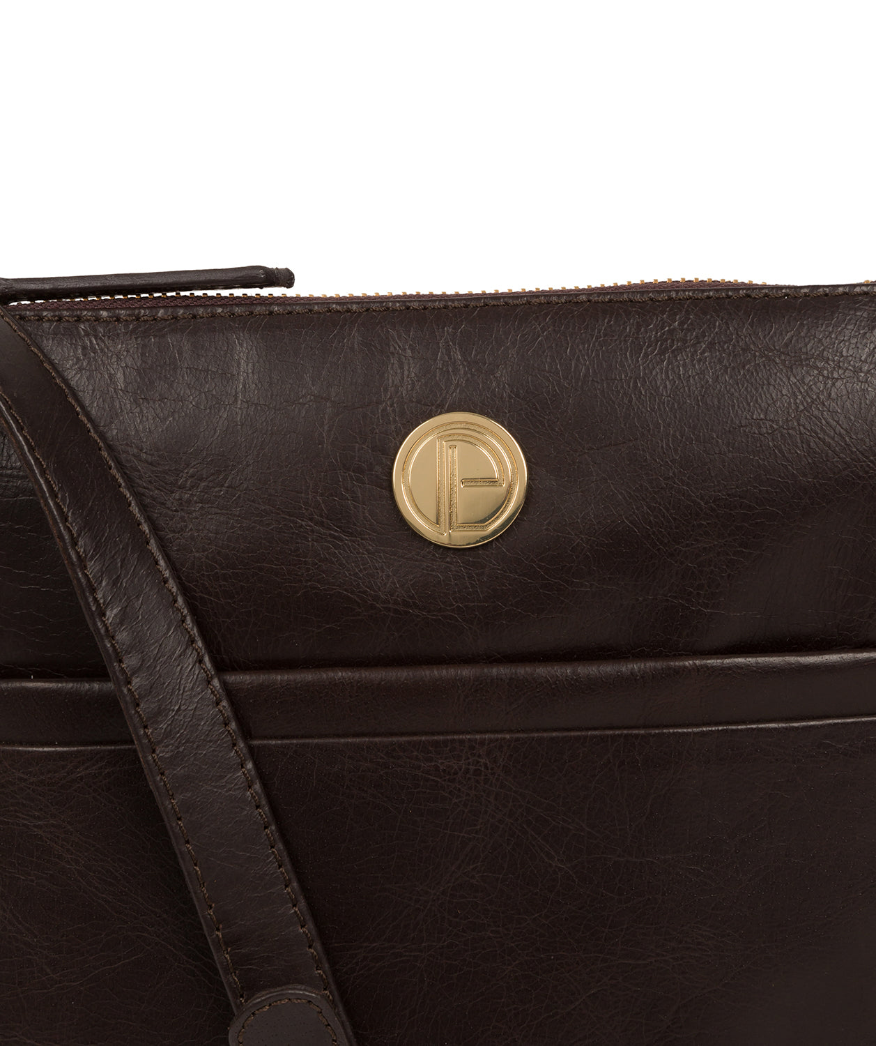 'Lotus' Dark Brown Leather Cross Body Bag