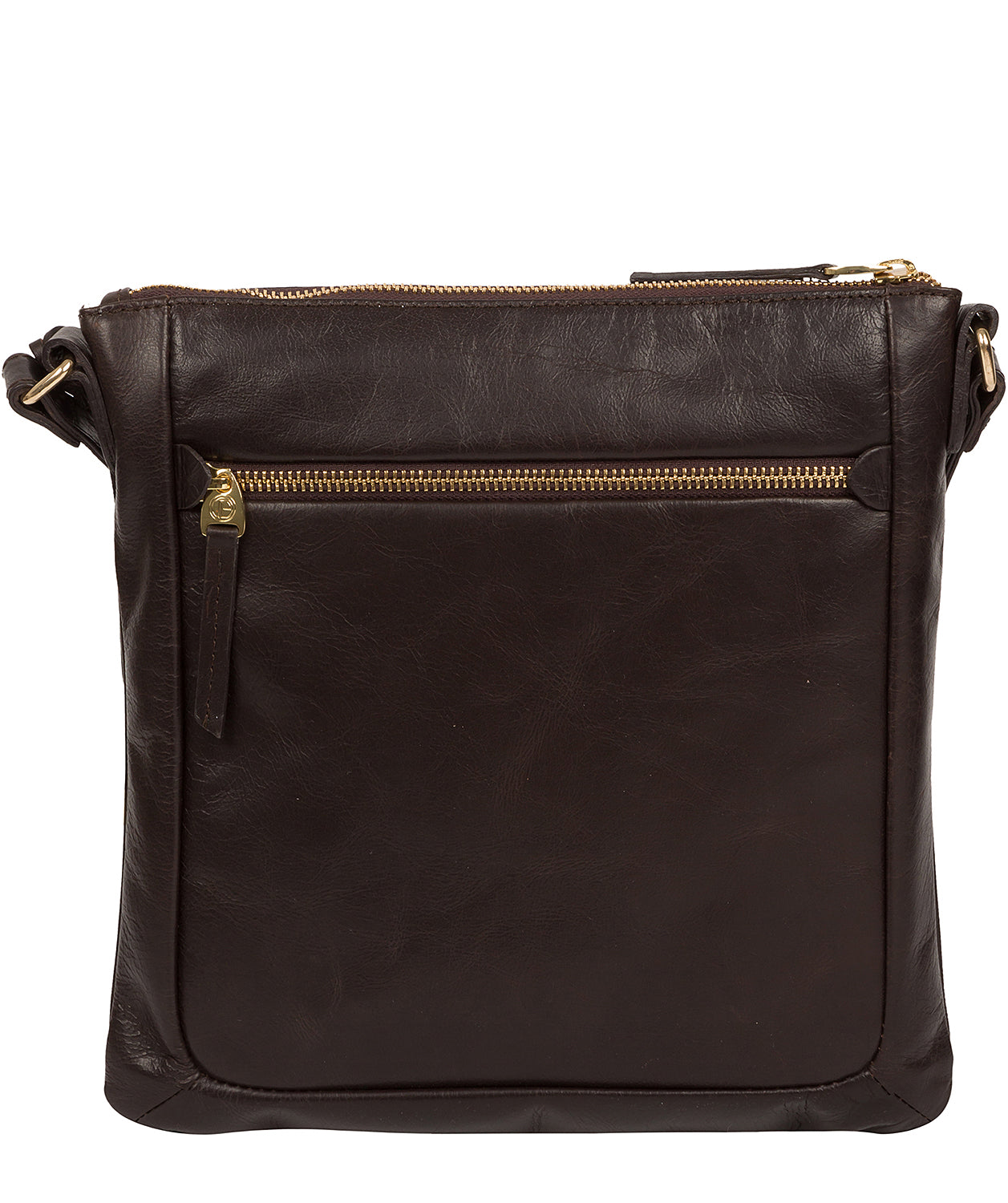 'Lotus' Dark Brown Leather Cross Body Bag