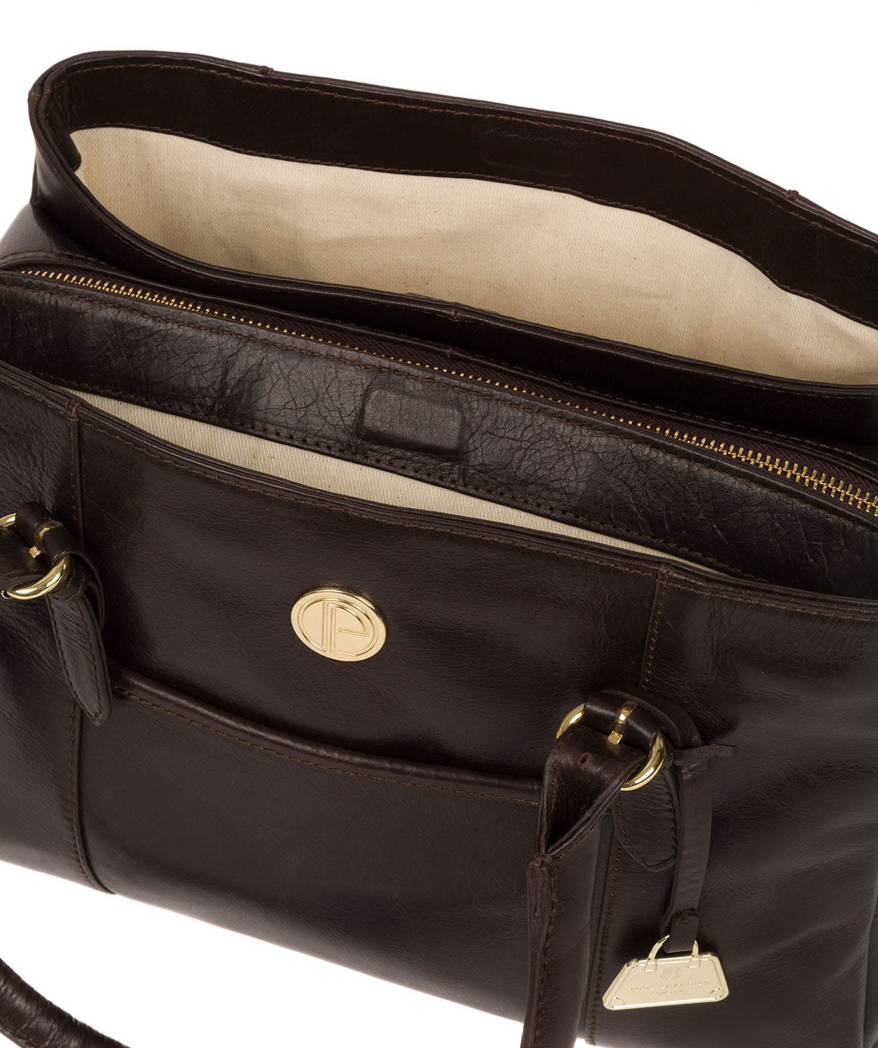 'Fleur' Dark Brown Leather Handbag