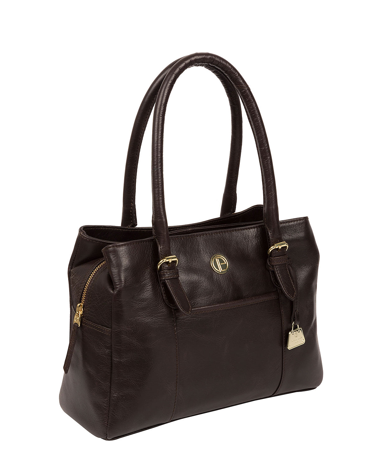 'Fleur' Dark Brown Leather Handbag